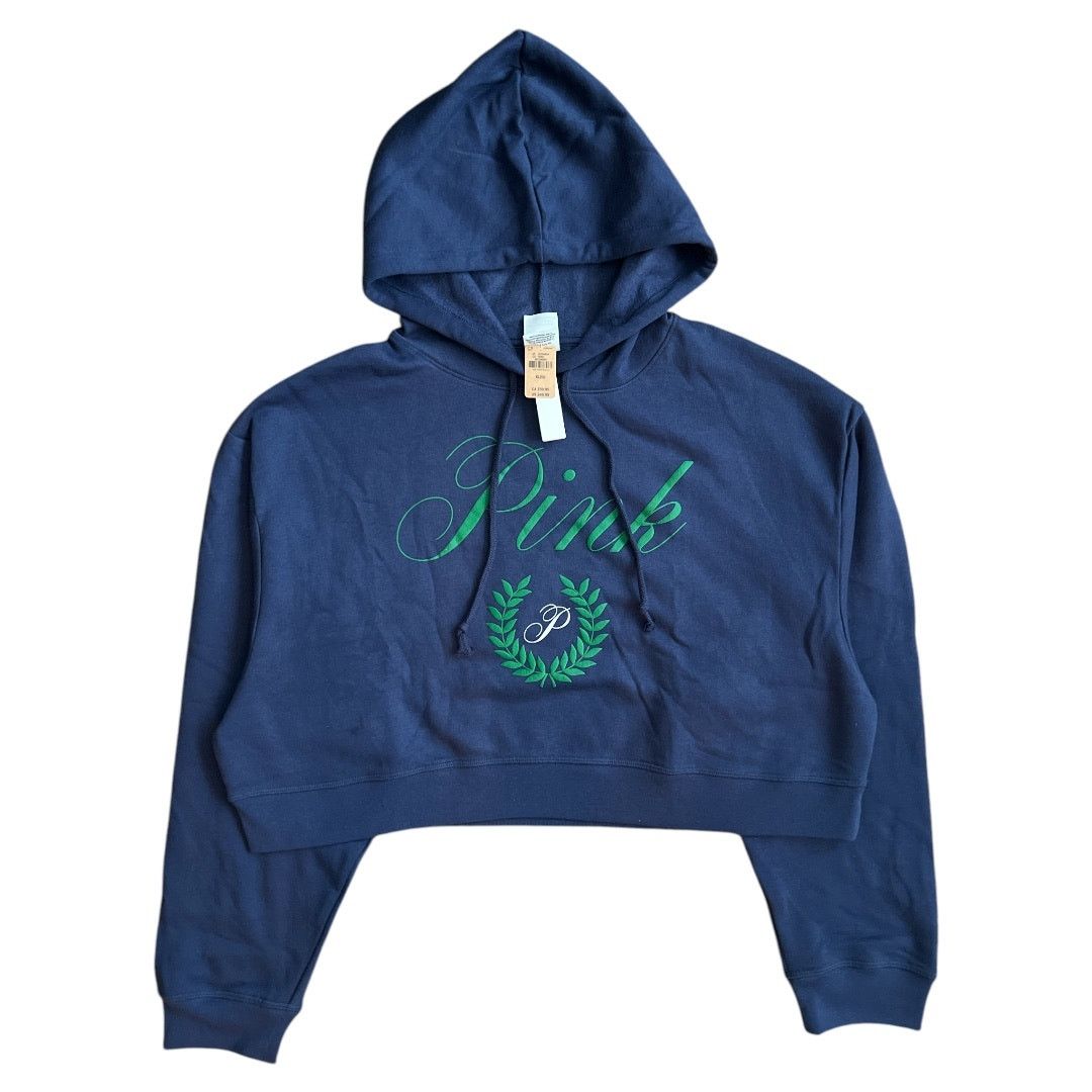 Victoria's Secret Victoria's Secret Pink Navy Fleece Cropped Hoodie, L Size L / US 10 / IT 46 - 1 Thumbnail
