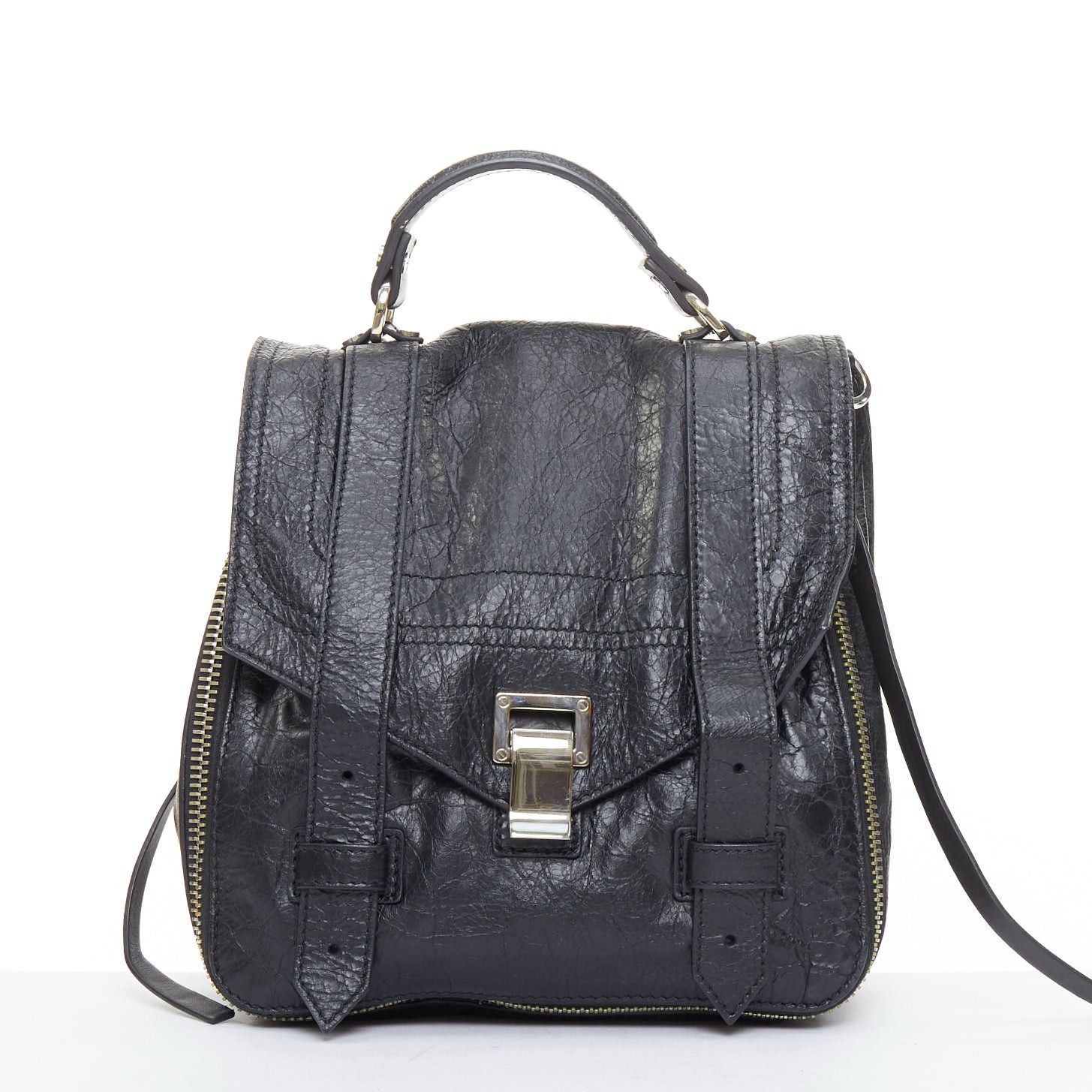 Proenza Schouler rare PROENZA SCHOULER PS1 black textured leather silver hardware small backpack Size ONE SIZE - 1 Thumbnail