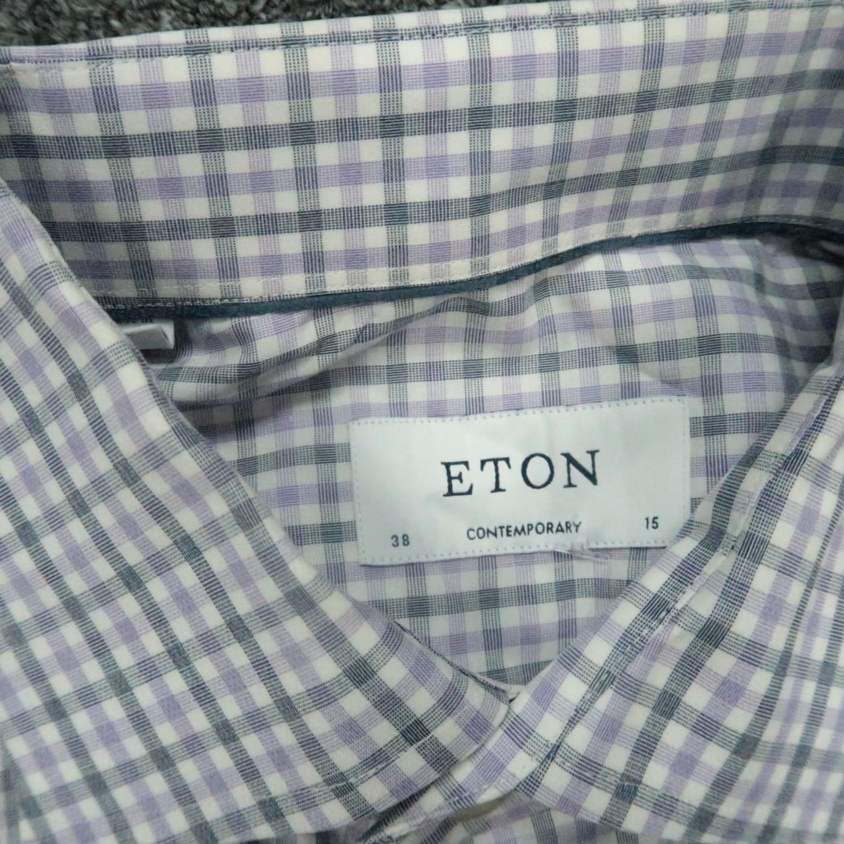 Eton Eton Purple Gray Plaid Shirt - Mens Medium, 15-inch Sleeve Long-Sleeve Button-Up Clothing Retail Size US M / EU 48-50 / 2 - 3 Thumbnail