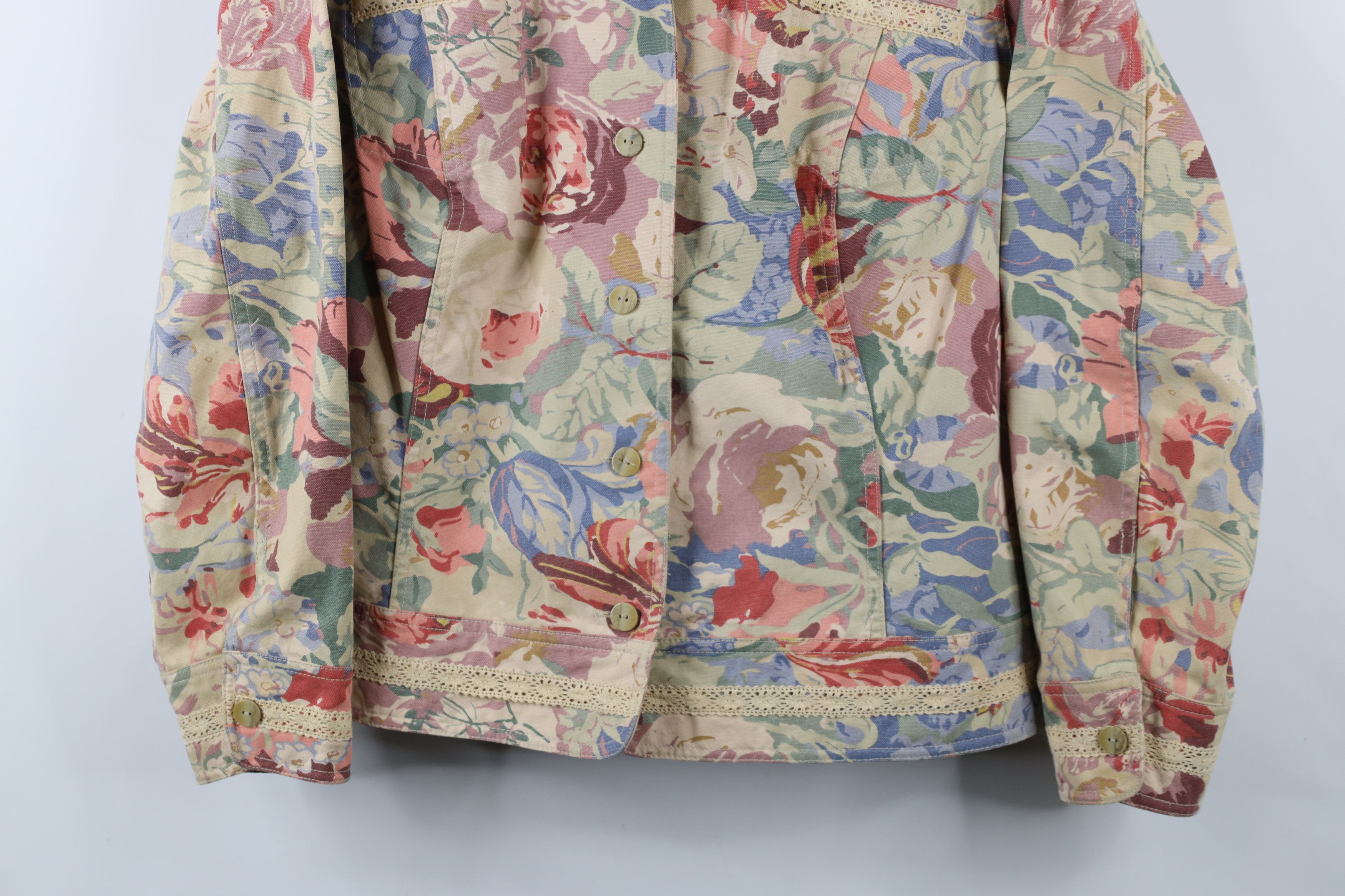 Vintage Vintage 90s Streetwear All Over Print Canvas Trucker Jacket Size XL / US 12-14 / IT 48-50 - 3 Thumbnail