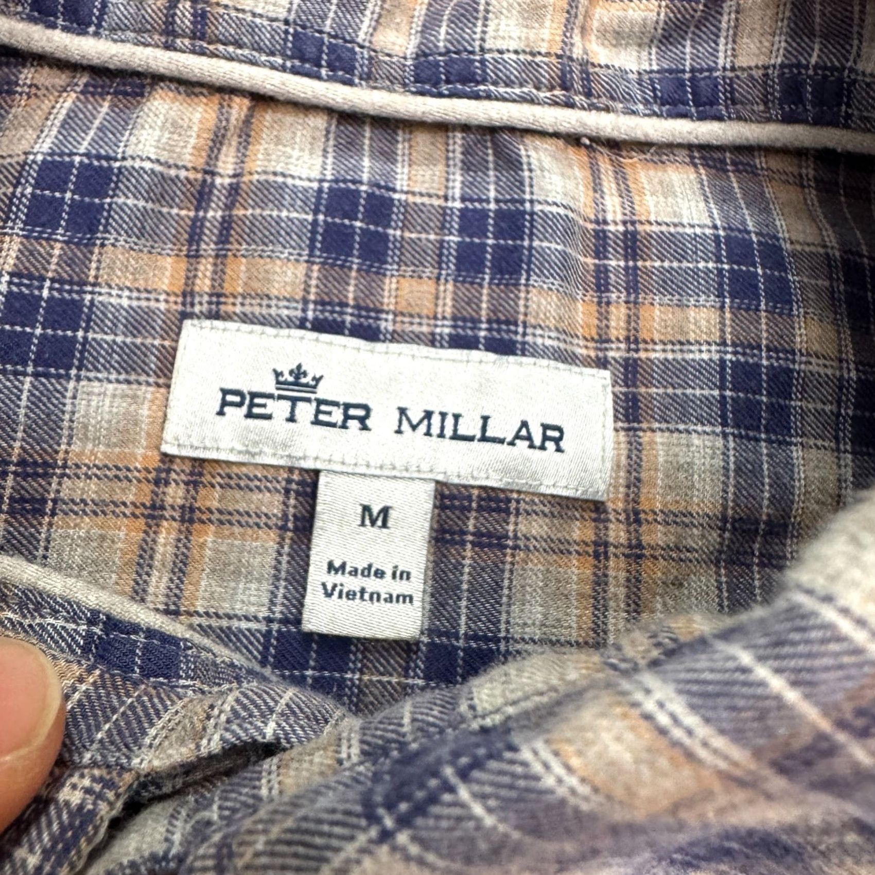 Peter Millar Peter Millar Button-Down Shirt Mens M Navy Brown Plaid Long Sleeve Cotton Multicolor Classic Outdoor Preppy Size US M / EU 48-50 / 2 - 5 Thumbnail