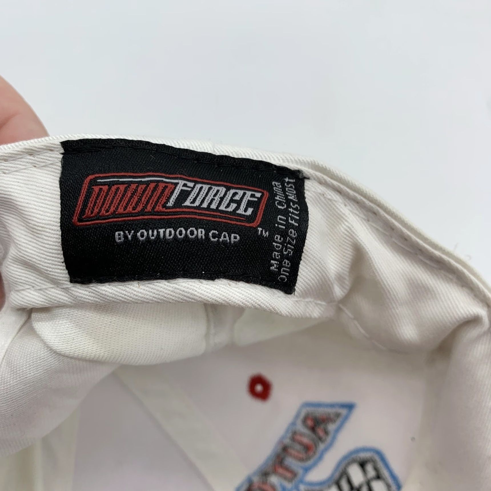 Vintage VINTAGE Outdoor Cap Downforce Auto Club 500 Hat Cap Snap Back Mens White Red Racing One Size Size ONE SIZE - 6 Thumbnail