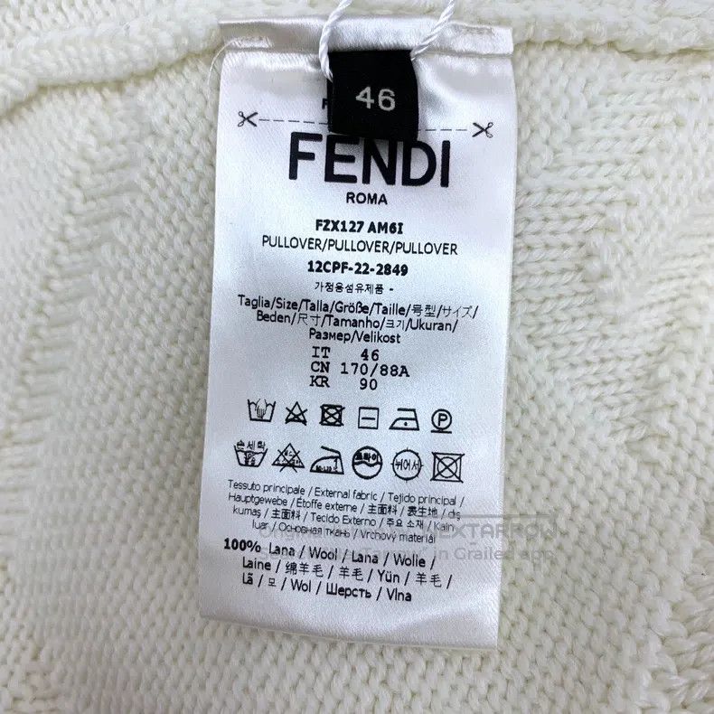 Fendi Fendi Beige Logo Letter Relief Full-Print Merino Wool Roun Size M / US 6-8 / IT 42-44 - 7 Thumbnail