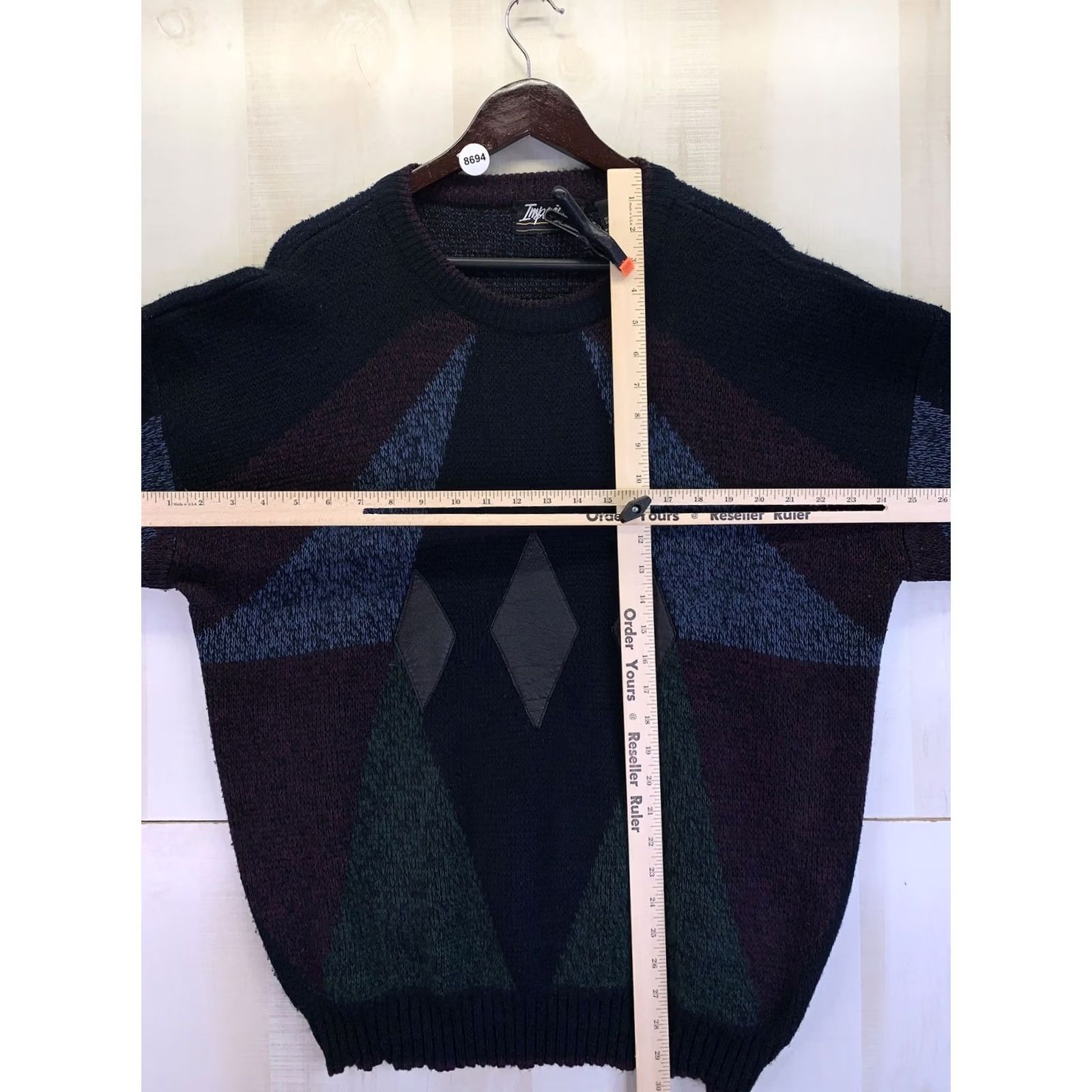 Vintage VINTAGE Impact Leather Patch Work Knit Sweater Mens XL 1980-90s Size US XL / EU 56 / 4 - 3 Thumbnail