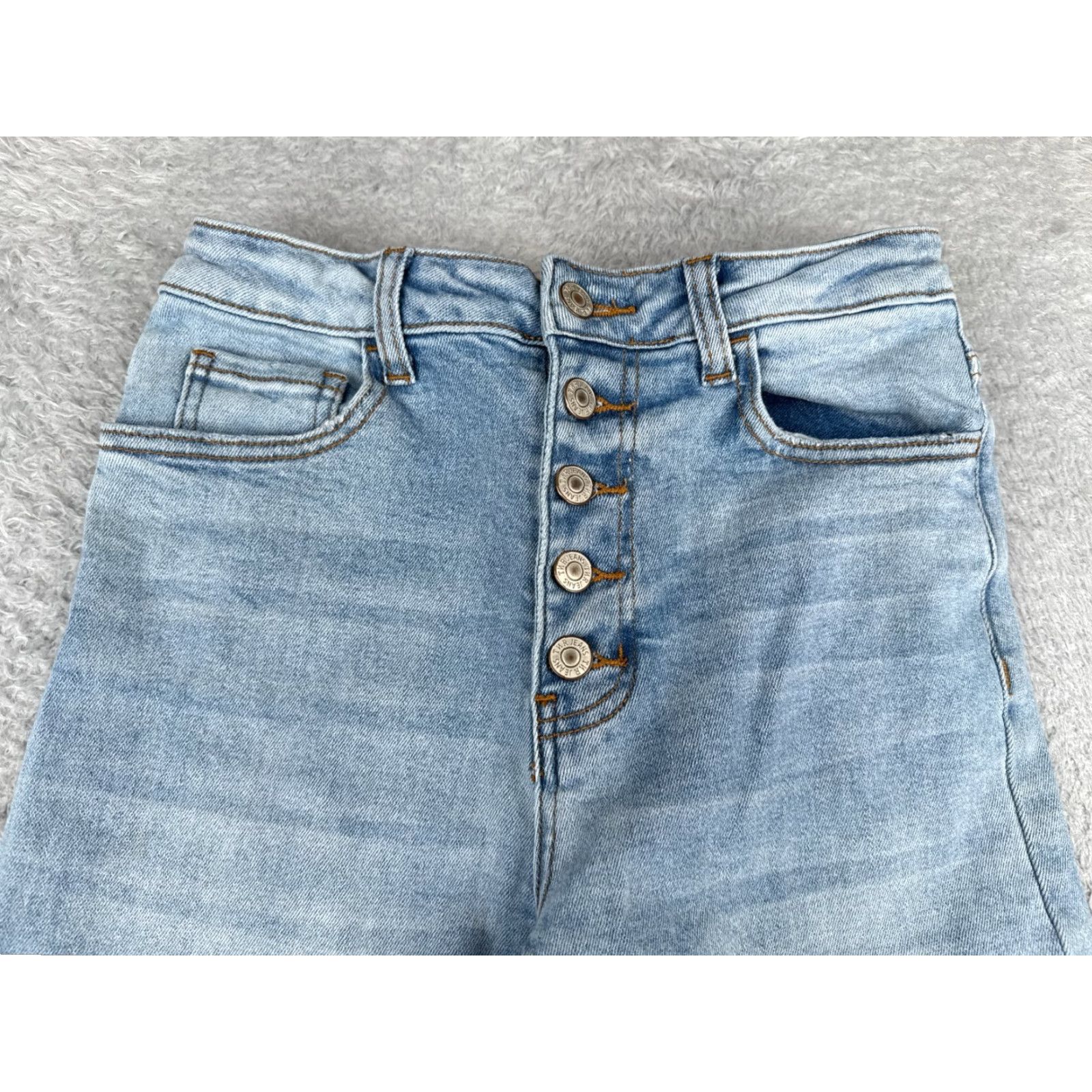 Vintage TNR Jeans Womens Jeans 26 Blue Denim Wide Leg Raw Hem Button Fly High Rise 25x26 Vintage No Size 26" / US 2 / IT 38 - 4 Thumbnail