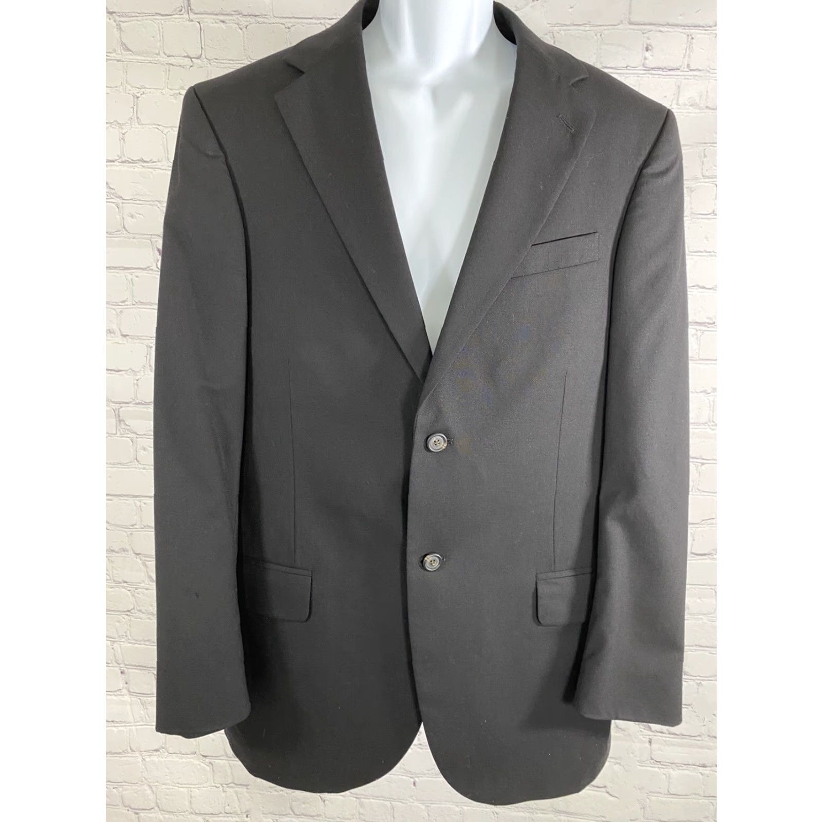 Lands' End VINTAGE Lands' End Blazer Black Wool 2 Button Single-Breasted Notch Lapel Mens 40R Size 40R - 2 Thumbnail