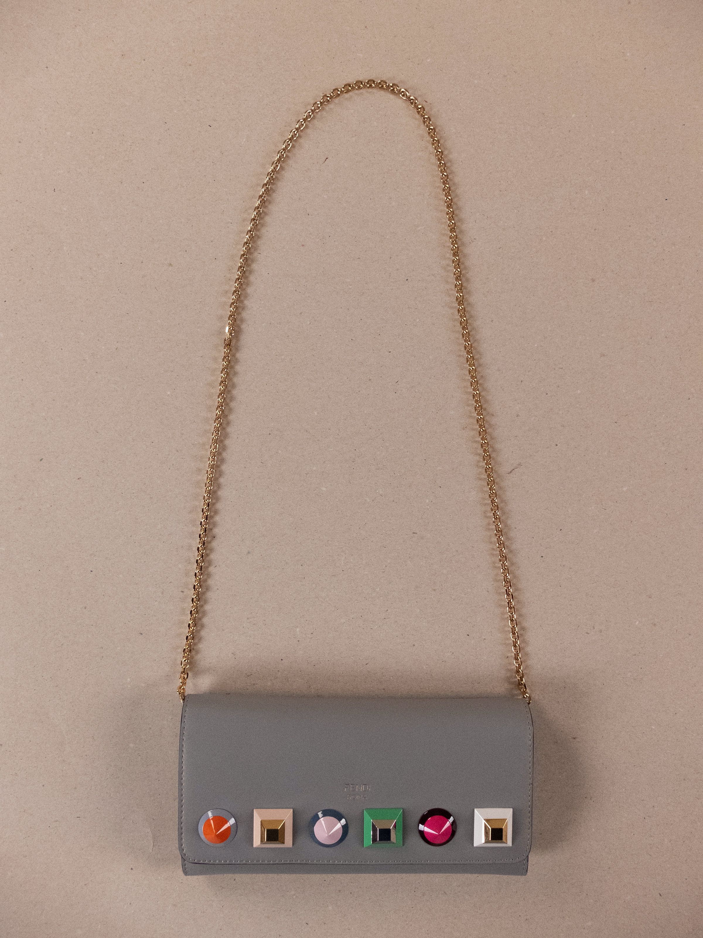 Fendi FENDI Liberty blue colorful studs leather chain wallet Size ONE SIZE - 7 Thumbnail