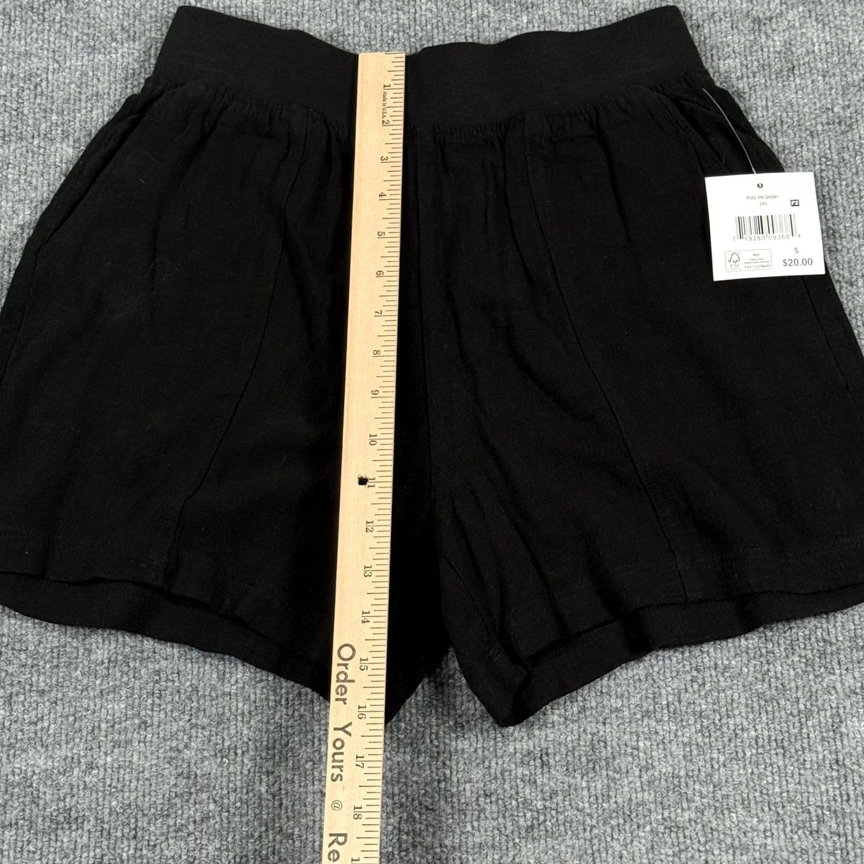 Vintage Falls Creek Pull On Shorts Womens Small Black Linen Blend Casual Lightweight Pockets Size 28" / US 6 / IT 42 - 2 Thumbnail