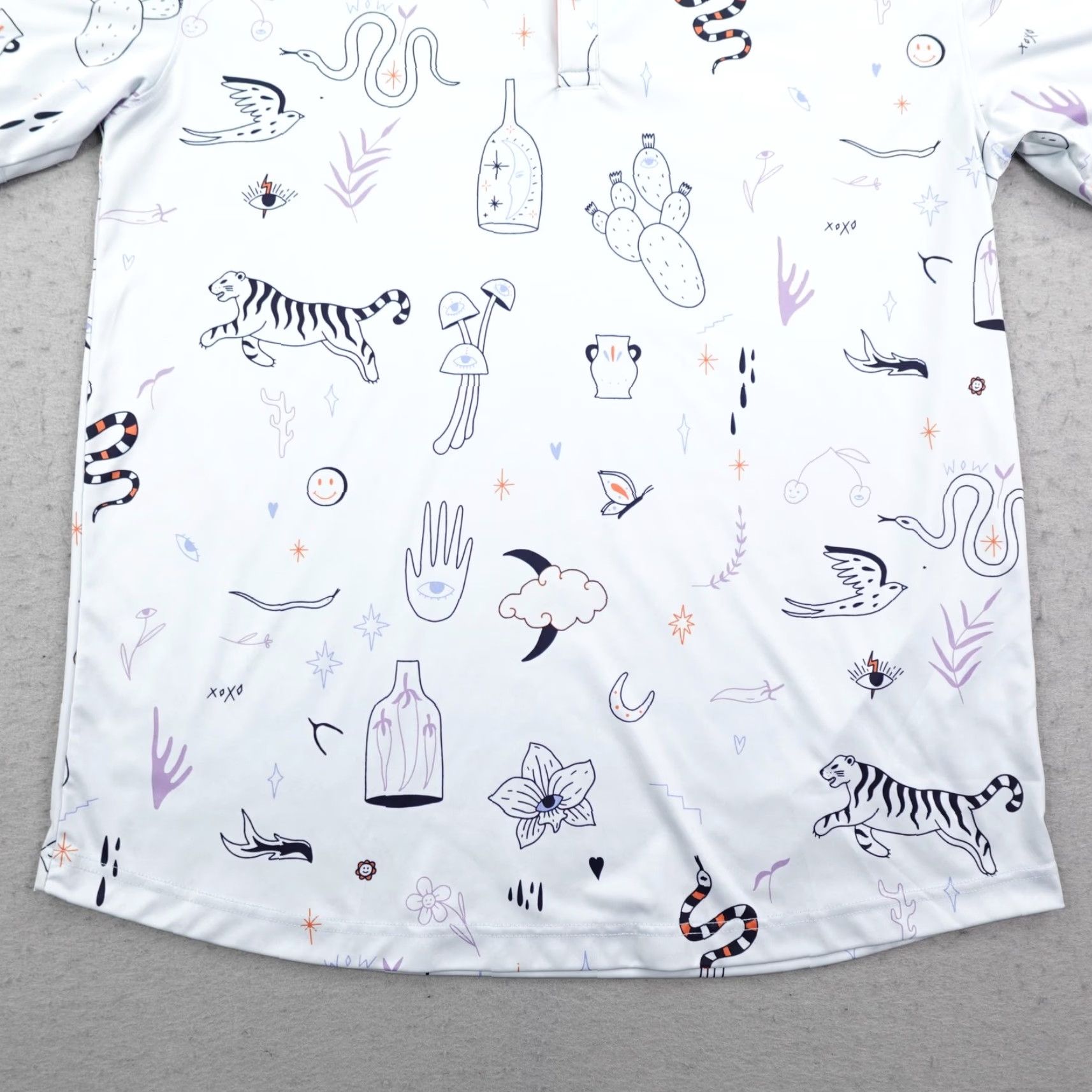Vintage Swannies Polo Shirt Mens XL White Performance Golf Tiger Snake Floral Print Flex Shirt Size US XL / EU 56 / 4 - 3 Thumbnail