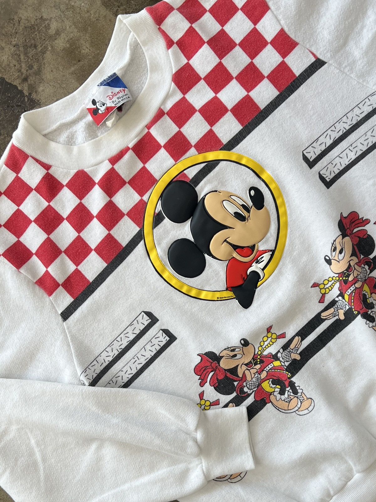 Disney × Vintage Vintage 80s Disney Mickey Mouse Checkered Crewneck Medium Size US M / EU 48-50 / 2 - 1 Thumbnail