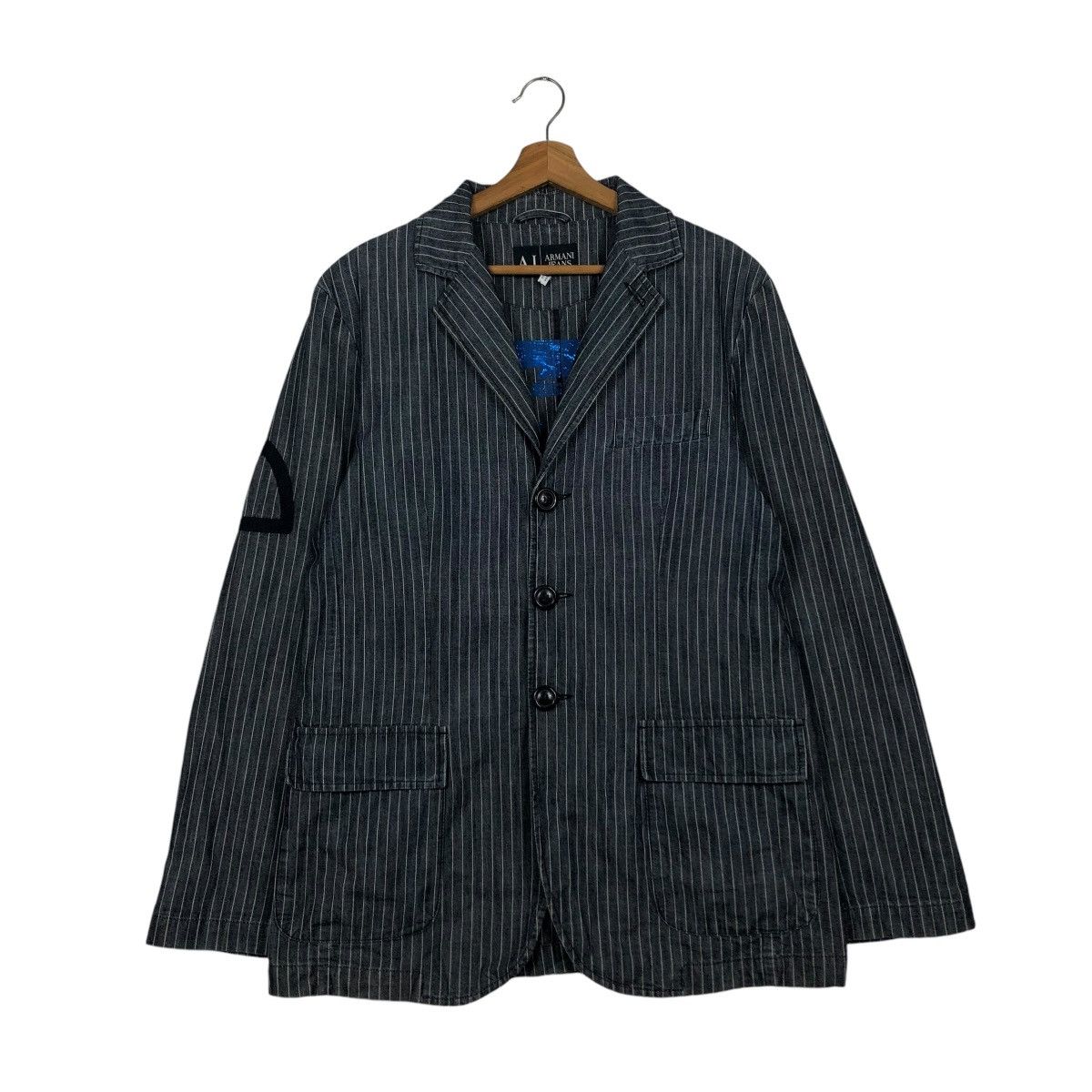 Vintage 🔥VINTAGE HICKORY CHORE WORKER JACKET ARMANI JEANS INDIGO Size US M / EU 48-50 / 2 - 3 Thumbnail