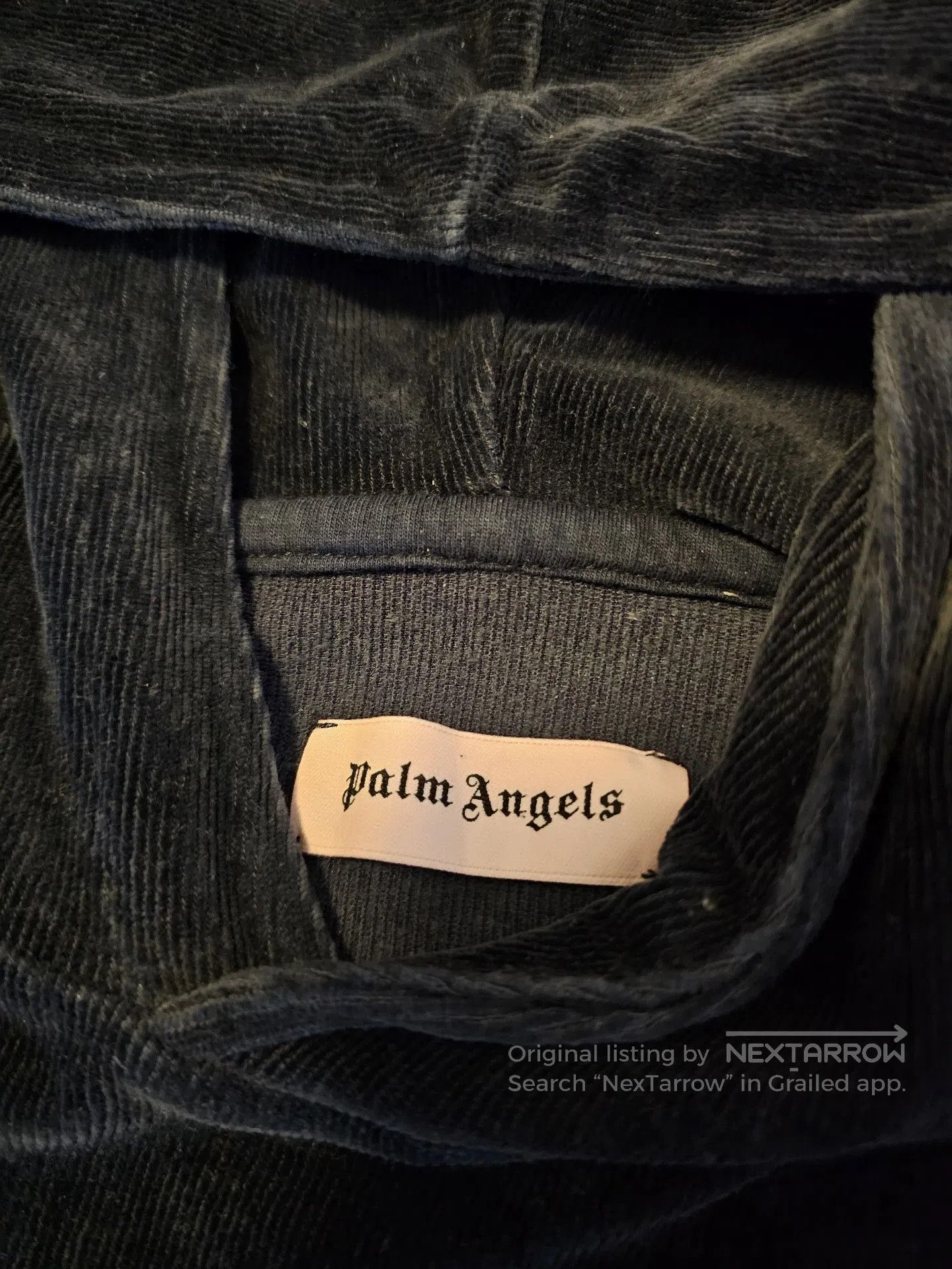 Palm Angels Velvet Hoodie| in Blue, Men's — image 4 of 6