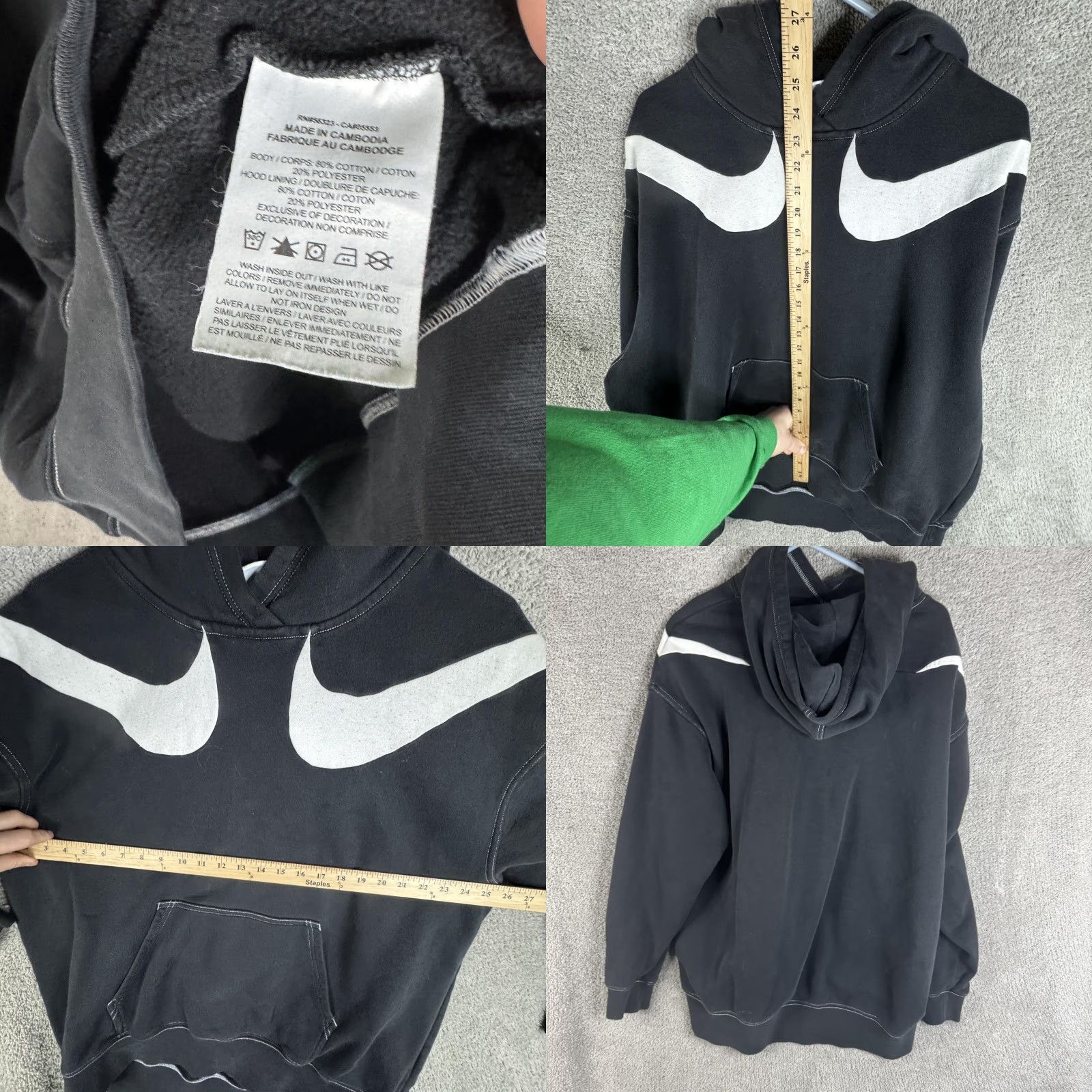 Nike Nike Hoodie Mens Large Black Pullover Fleece Sweatshirt Oversized Swoosh Logo Size US L / EU 52-54 / 3 - 8 Thumbnail