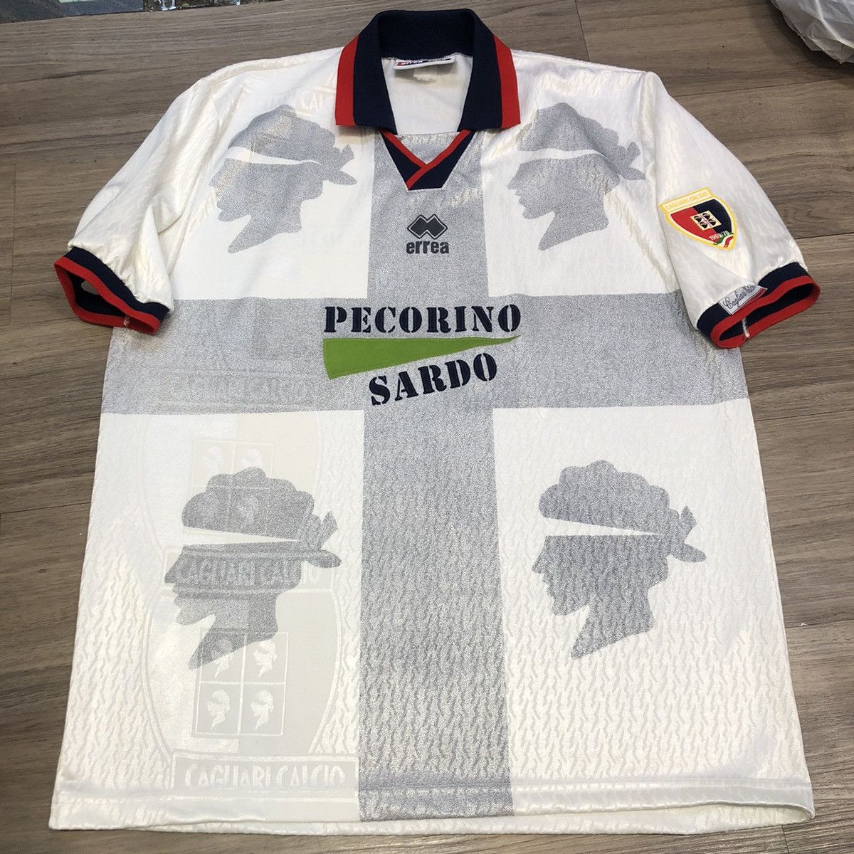 Image of Bloke x Soccer Jersey Cagliari 95/96 Vintage Away Shirt in White, Men's (Size XL)