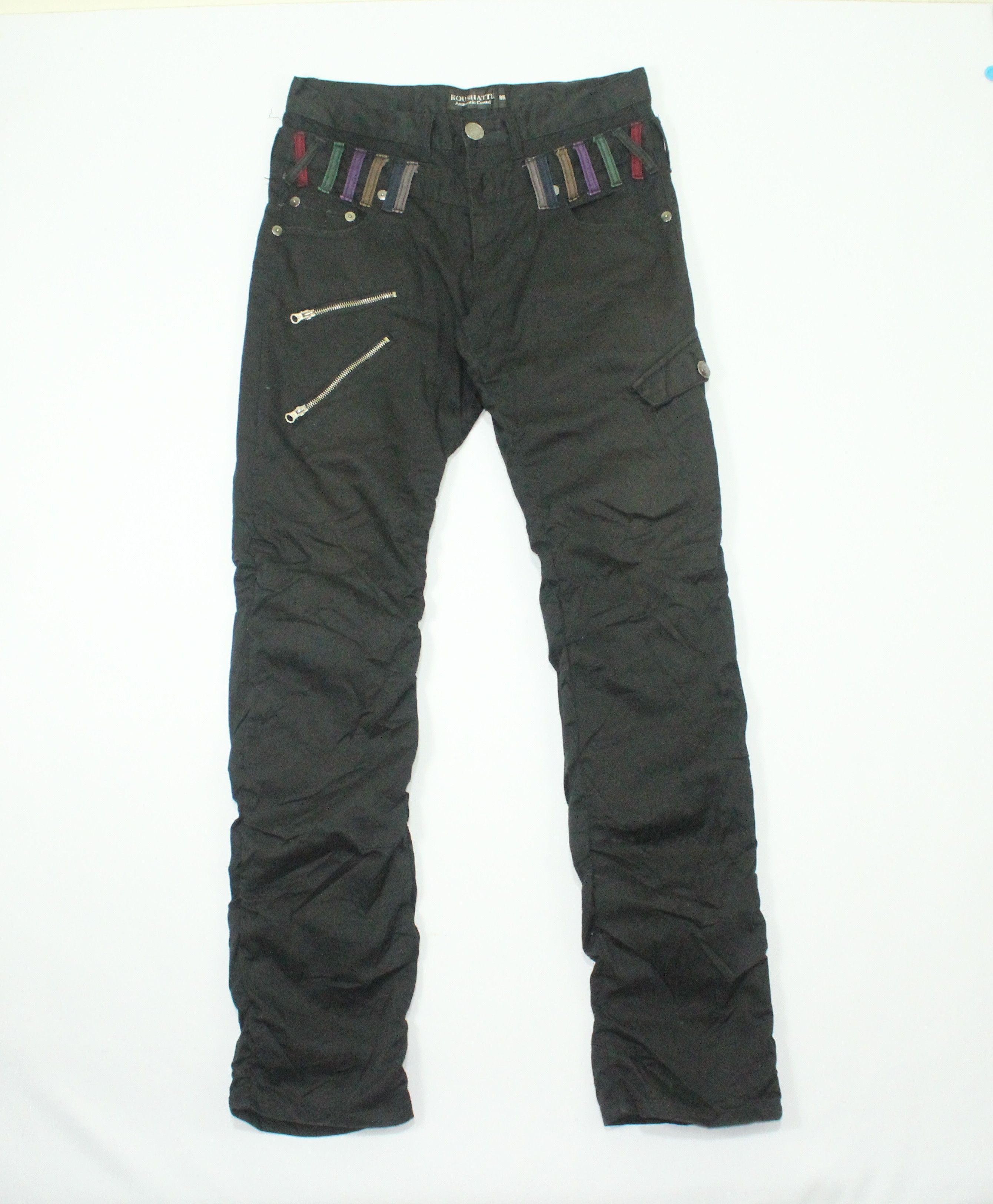 Japanese Brand Double Waist Pants Zipper Pants Side Pocket Wrinkled Seam Size US 33 - 1 Thumbnail