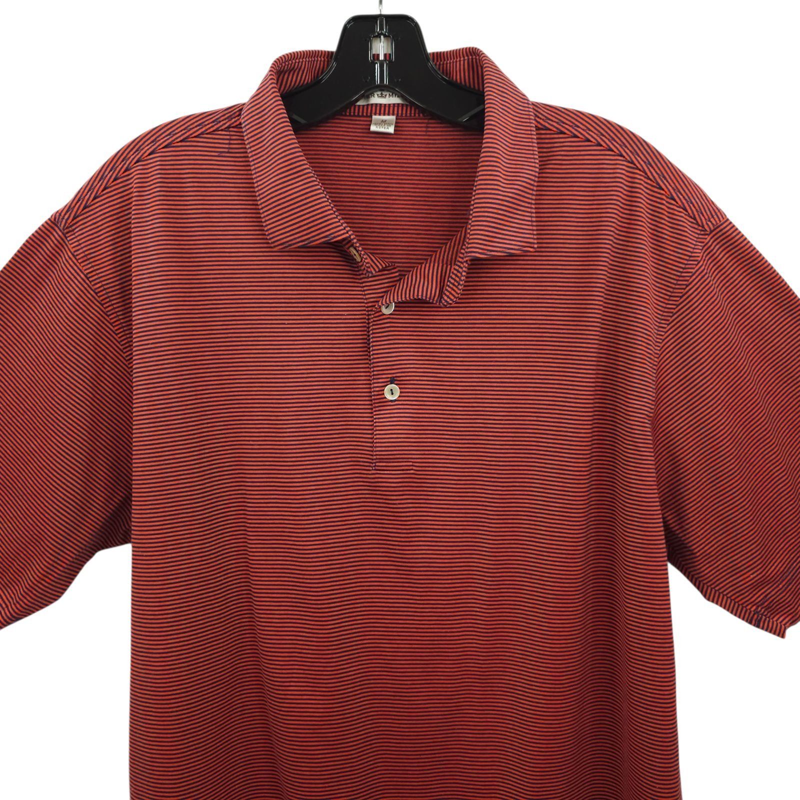 Peter Millar Peter Millar Polo Shirt Mens M Classic Red Navy Micro Stripe Size US M / EU 48-50 / 2 - 8 Thumbnail