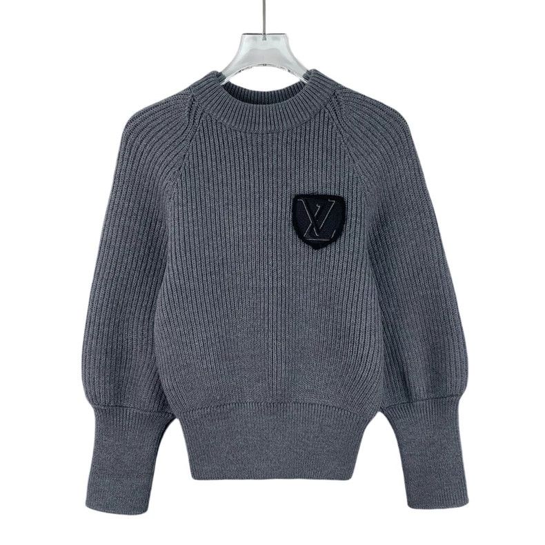 Louis Vuitton Gray Logo Embroidered Sweater