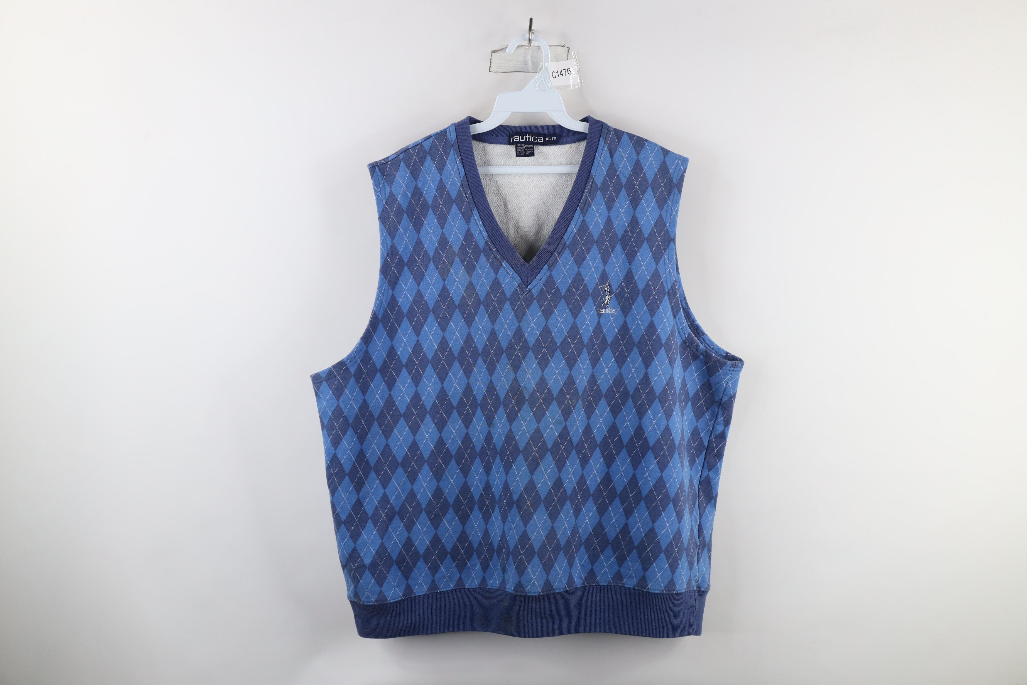Nautica × Vintage Vintage 90s Nautica Spell Out Argyle Diamond Sweater Vest Size US XL / EU 56 / 4 - 1 Thumbnail