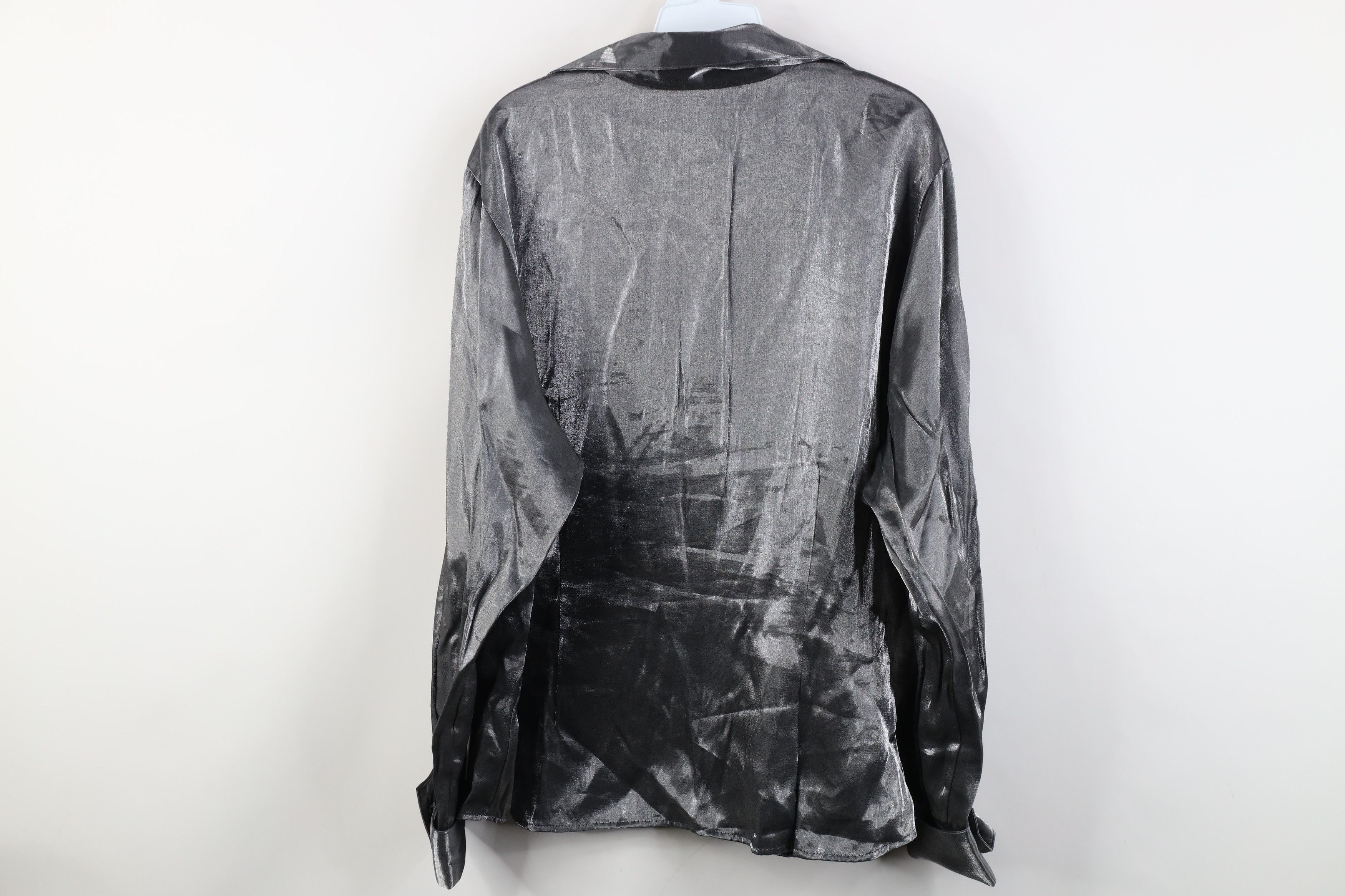 Vintage Vintage 90s Streetwear Metallic Button Shirt Silver Size 3XL / US 20-22 - 9 Thumbnail
