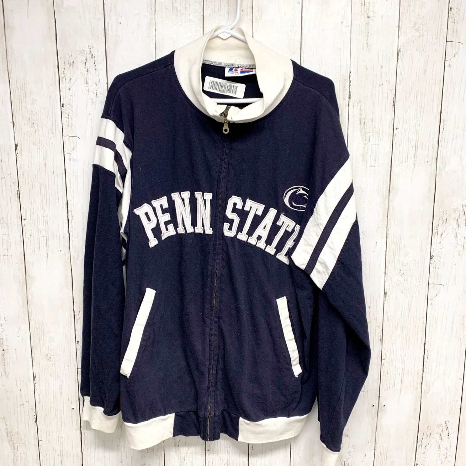 Russell Athletic Vtg Russell Athletic Jacket Large Long Sleeve Full Zip Navy Size L / US 10 / IT 46 - 1 Thumbnail