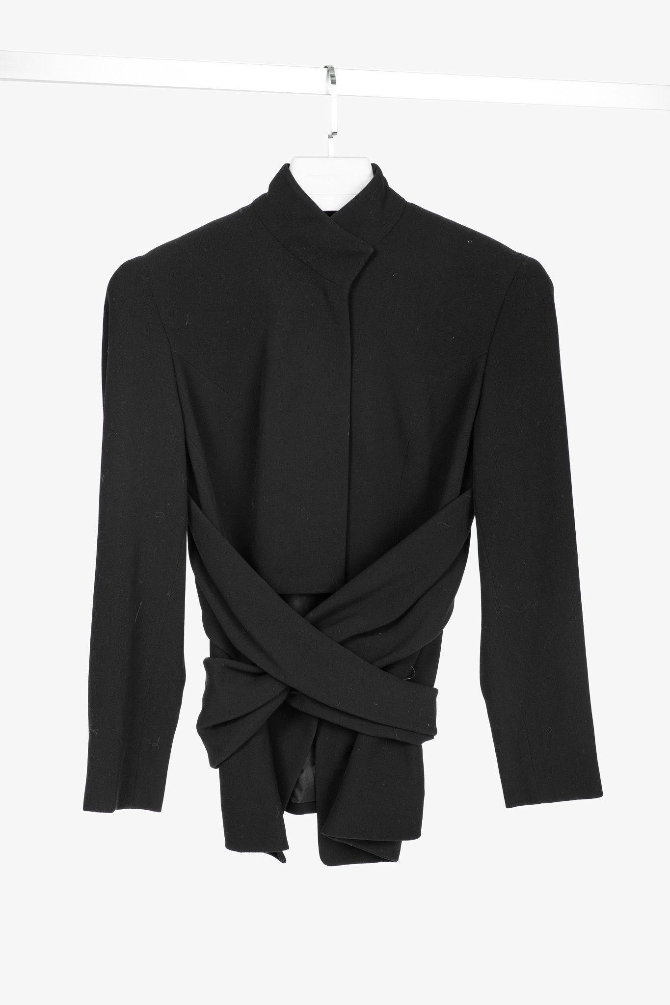Donna Karan New York Black Wool-Crepe Wrap Blazer
