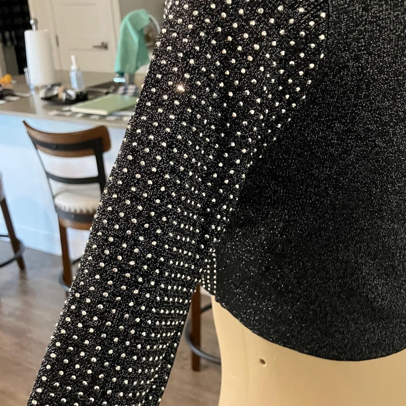 Essentiel Antwerp Elegant Black Rhinestone Crop Top Size S / US 4 / IT 40 - 5 Thumbnail