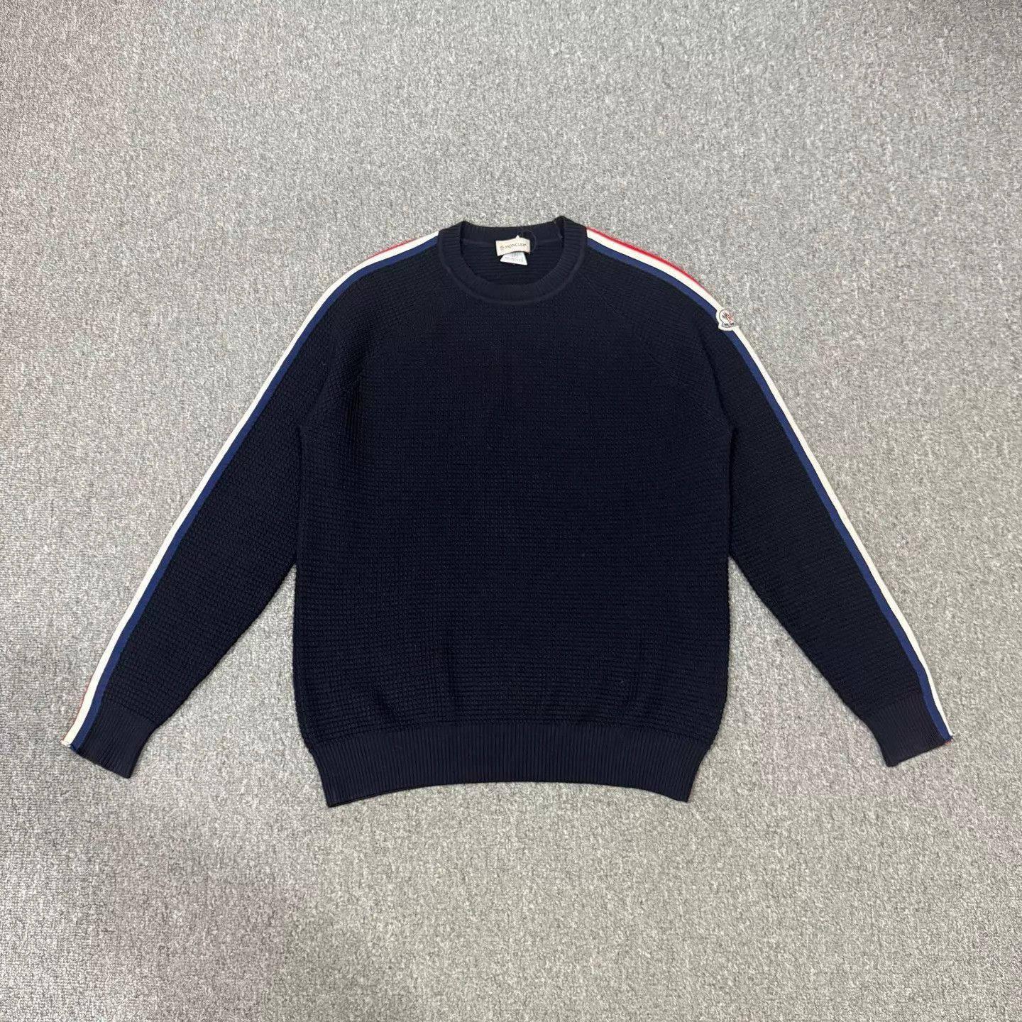 Moncler Blue Long Sleeve Striped Knit Sweater Size US M / EU 48-50 / 2 - 1 Thumbnail
