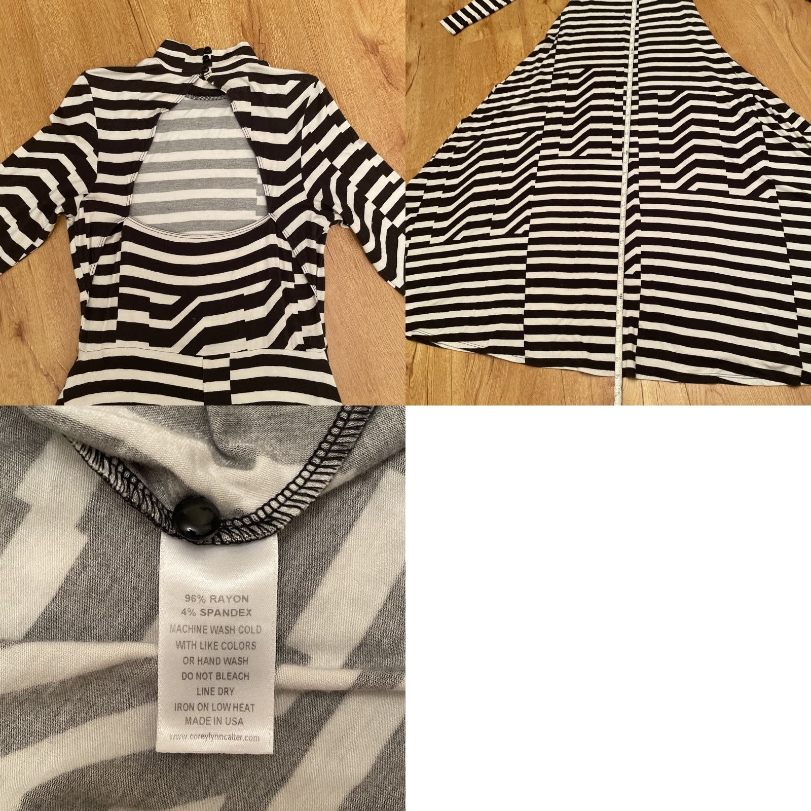 Anthropologie VINTAGE Anthropologie Corey Lynn Calter Dress Long Sleeve S Black White Stripe Maxi Open Madison 90s Womens Size S / US 4 / IT 40 - 9 Thumbnail