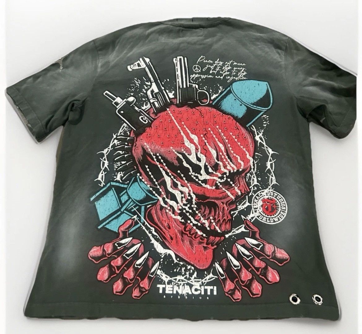 Other Tenaciti Studios Skull Graphic Studded T-Shirt Grey Size L Size US L / EU 52-54 / 3 - 14 Thumbnail