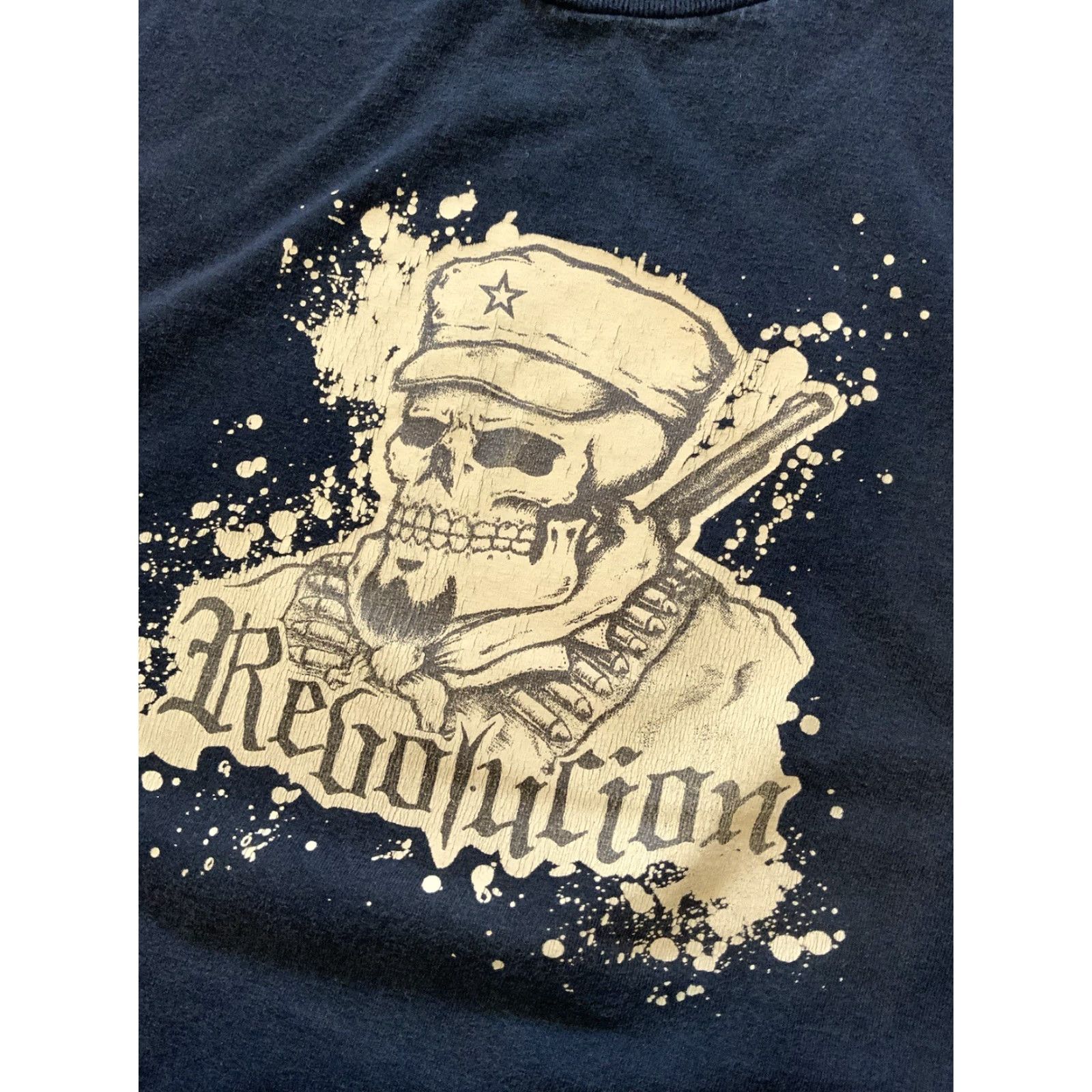 Vintage Revolucion Revolution Skull Military Anarchy Rock Band Black Graphic T-Shirt LG Mens L Graphic Skull Military Anarchy Rock Band Black T-Shirt Size US L / EU 52-54 / 3 - 2 Thumbnail