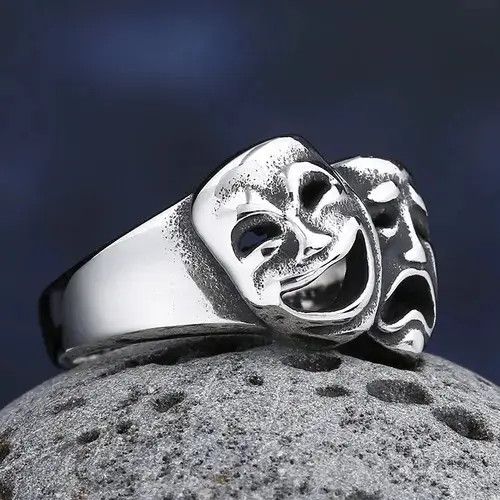 Japanese Brand × Vintage Stainlesss Steel Cry and Smile Ring Size ONE SIZE - 3 Thumbnail