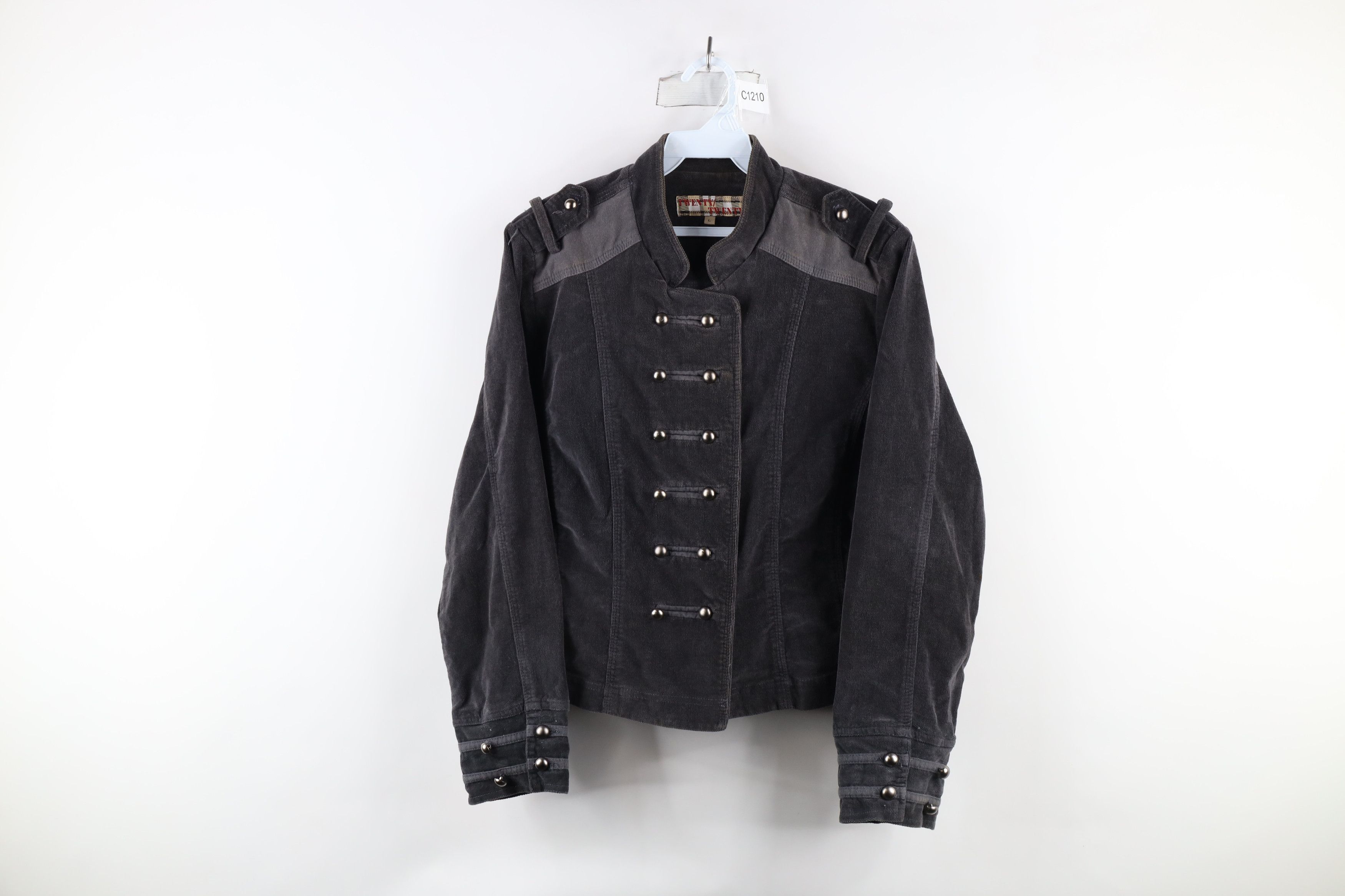 Vintage Vintage 90s Streetwear Corduroy Velour Military Jacket Gray Size US S / EU 44-46 / 1 - 1 Thumbnail
