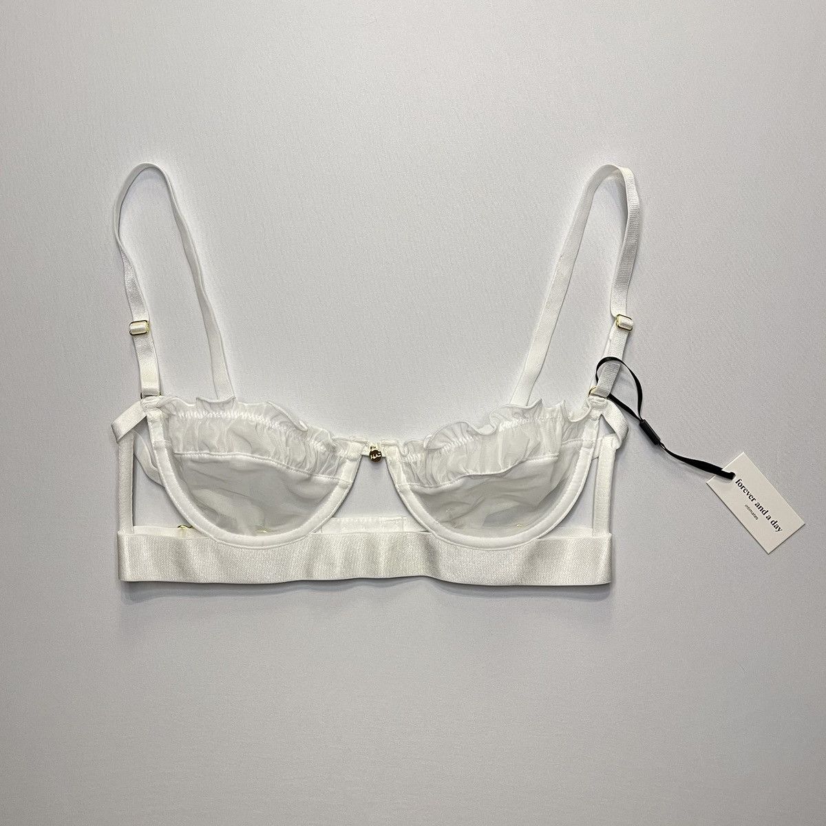 Other NWT Forever and a Day Bella Sheer Ruffle Trim Balconette Bra Size ONE SIZE - 5 Thumbnail