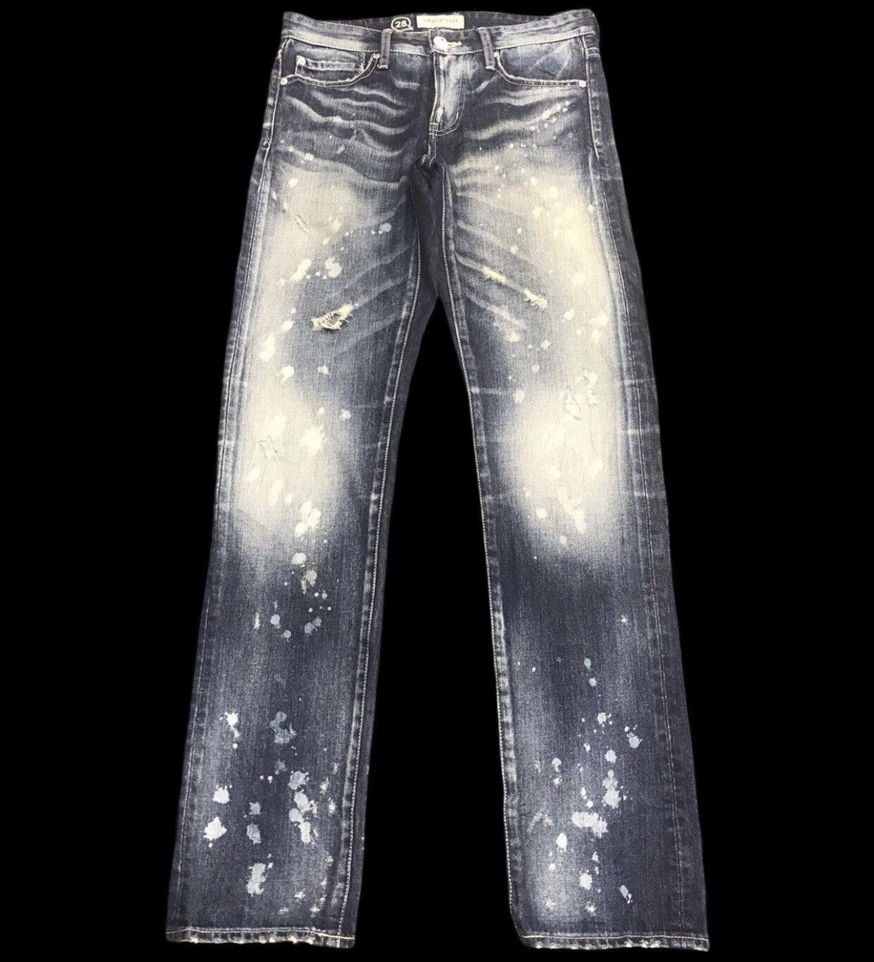 Rare VANQUISH Japan Bleach Splash Distressed Skinny Denim