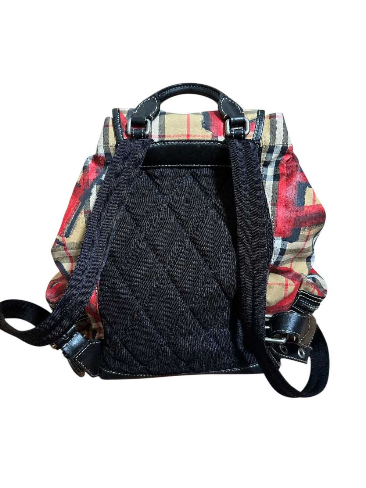 Burberry 🔥Rare Burberry Graffiti Nova Check Leather Canvas Backpack Size ONE SIZE - 4 Thumbnail