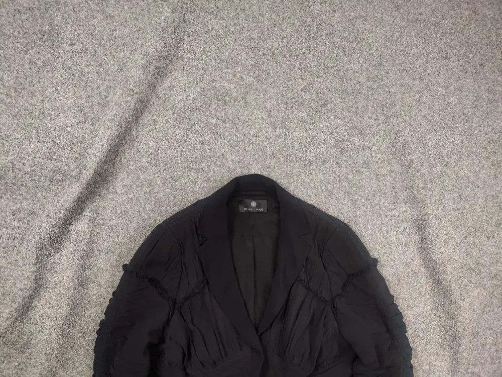 Vintage Rena Lange Design Black silk pleated texture Blazer Jacket Size XL / US 12-14 / IT 48-50 - 1 Thumbnail