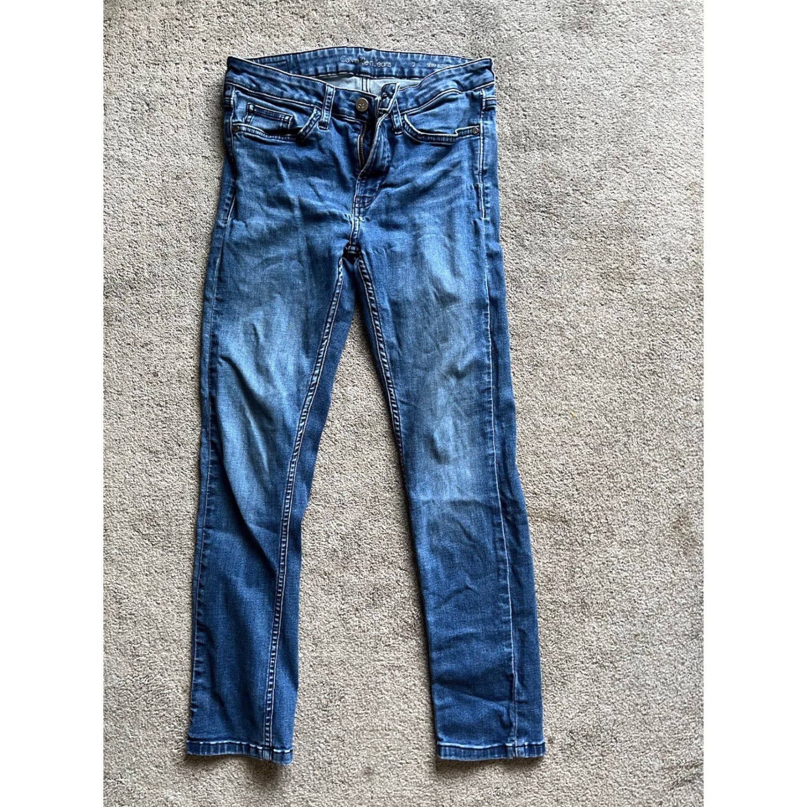 Calvin Klein VINTAGE Calvin Klein Women's Jeans Slim Boyfriend 2 Medium Wash Blue Straight Flare Size 26" / US 2 / IT 38 - 3 Thumbnail