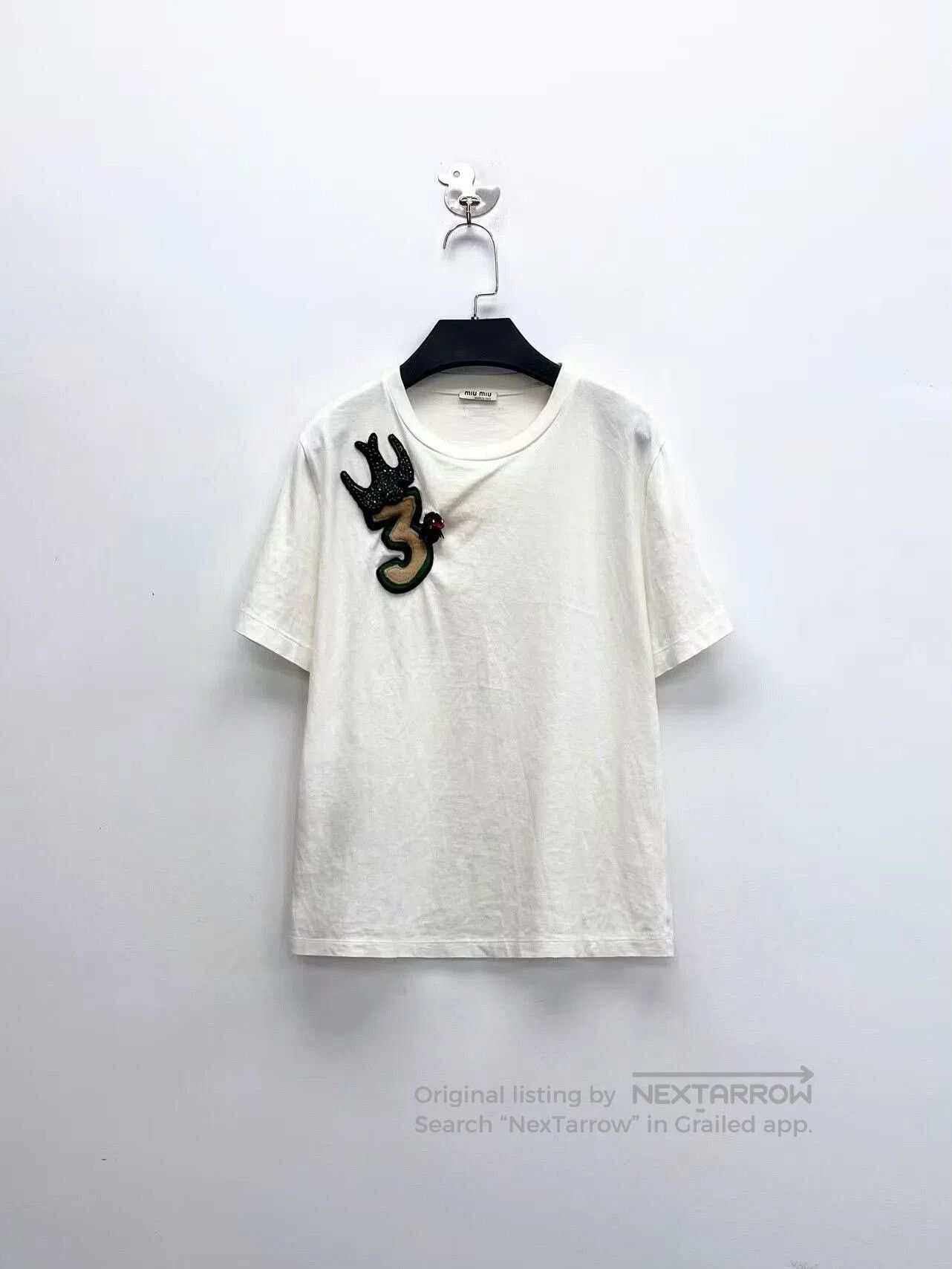 Miu Miu Miu Miu White Short Sleeve Logo T. Size S / US 4 / IT 40 - 1 Thumbnail