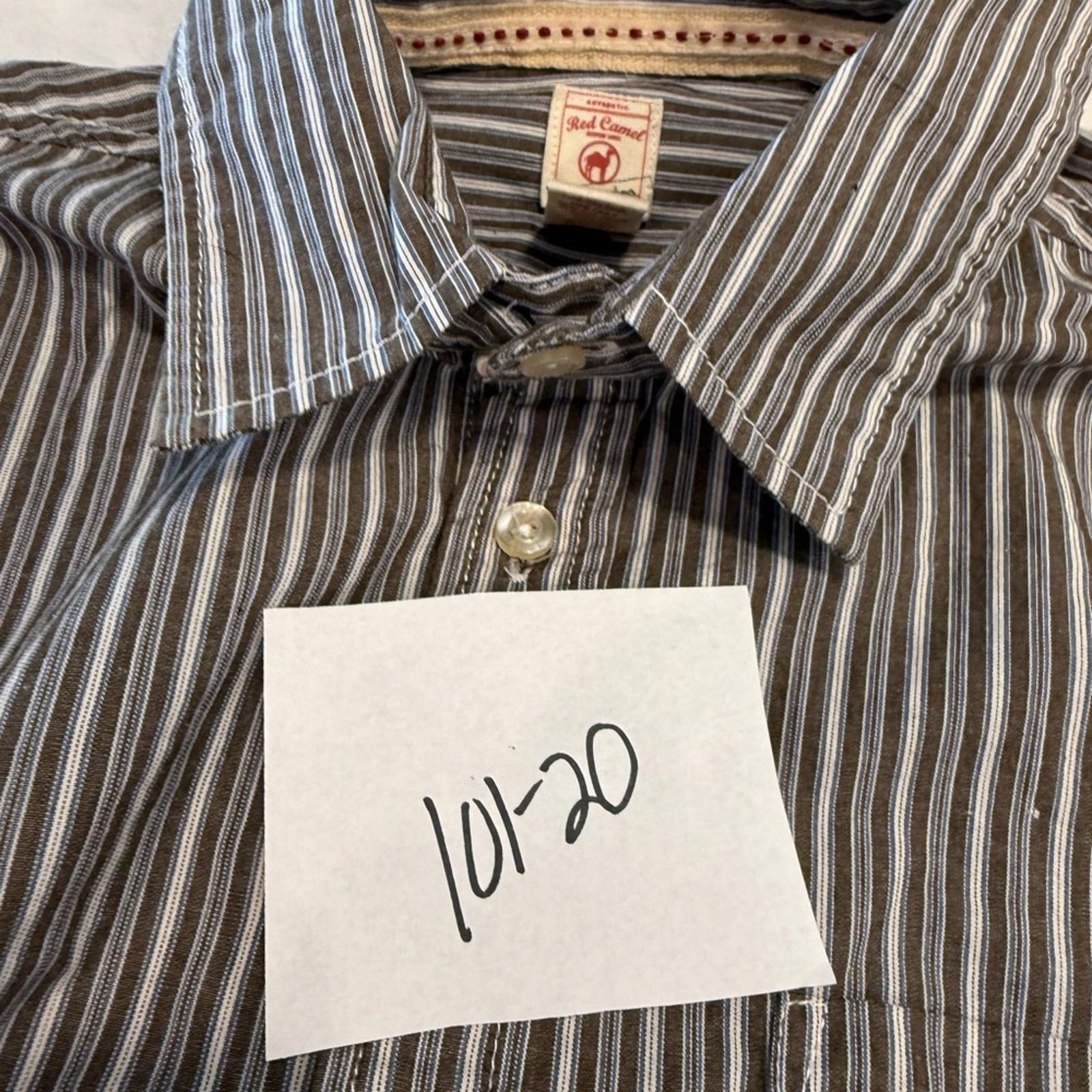 Other Red Camel cotton striped button up neutral colors pocket LG Size L / US 10 / IT 46 - 9 Thumbnail