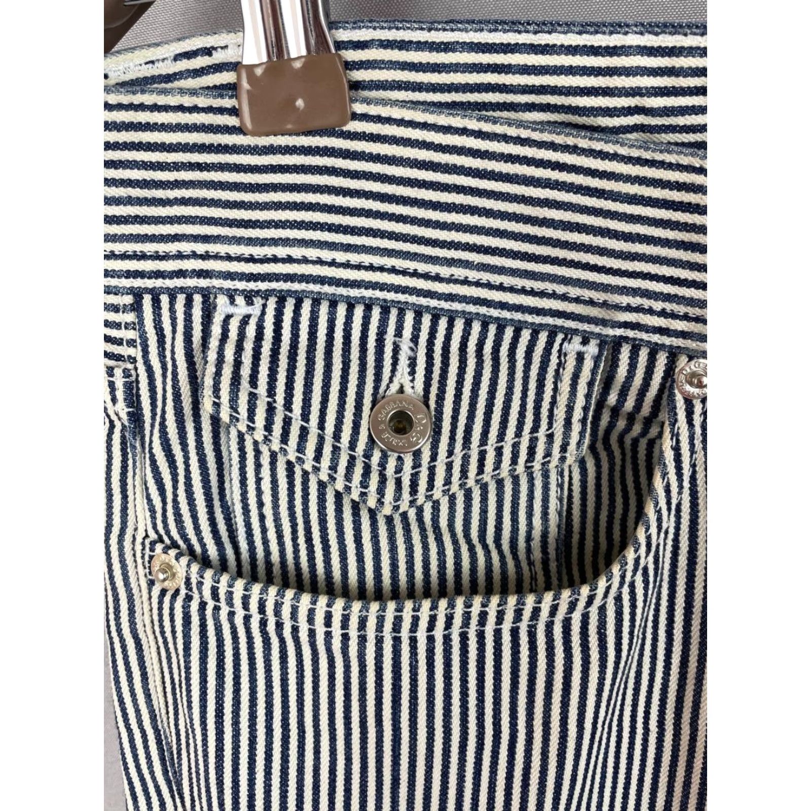 Dolce & Gabbana Dolce&Gabbana Pants Mens Size 33 Black & White Striped Cotton Belt Loop Button Flat Front 5-Pocket Cargo Regular Fit 7'' Leg Opening Womens? Size US 33 - 5 Thumbnail