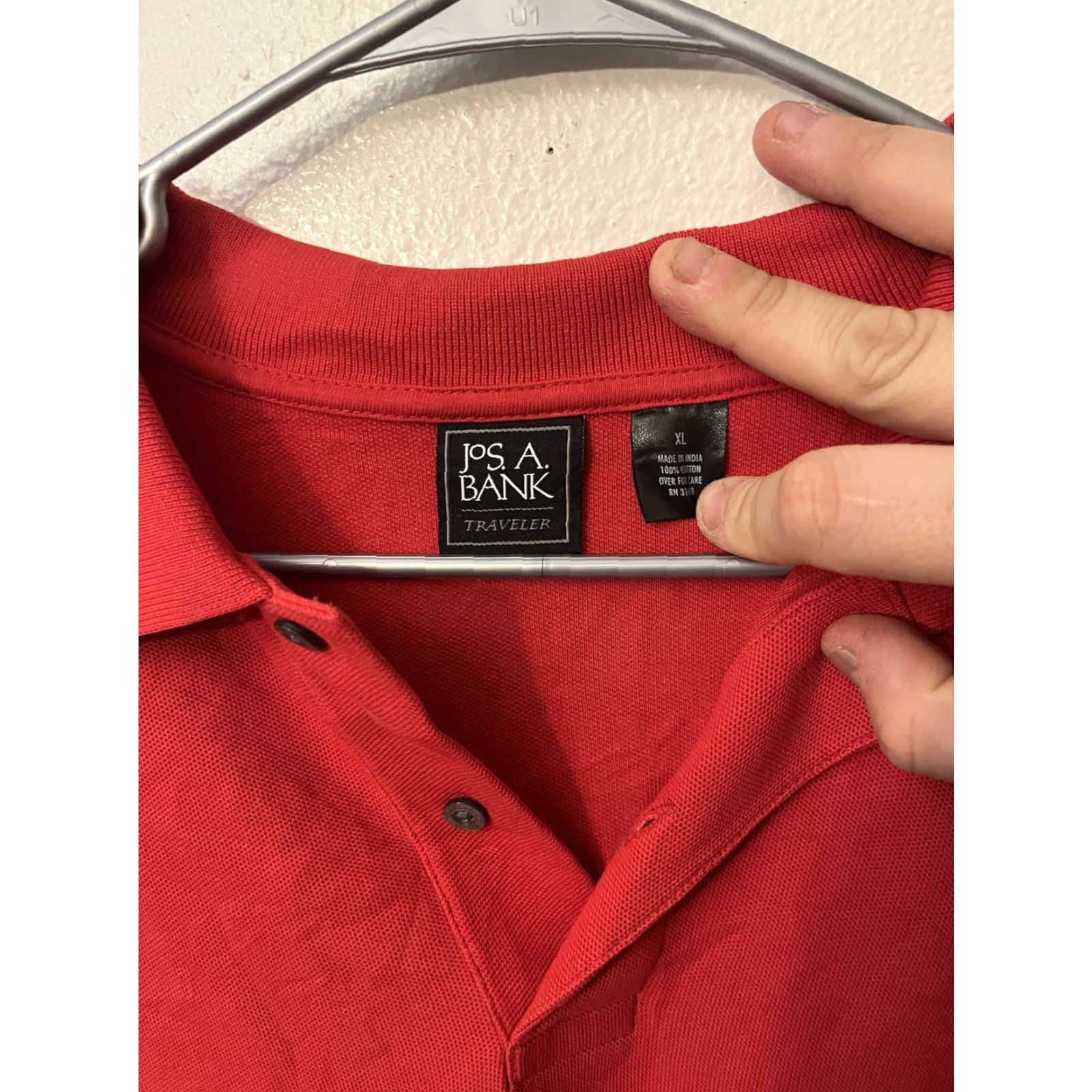 Jos. A. Bank Jos. A. Bank Traveler Polo Shirt Spandex Blend Red XL Men’s Polo Shirt Golf Travel Casual Short Sleeve Solid Cotton Blend Button Collar Mens XL Red Size US XL / EU 56 / 4 - 2 Thumbnail
