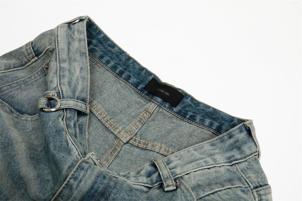 Japanese Brand Punk distressed washed denim straight pants for men Size US 32 / EU 48 - 5 Thumbnail