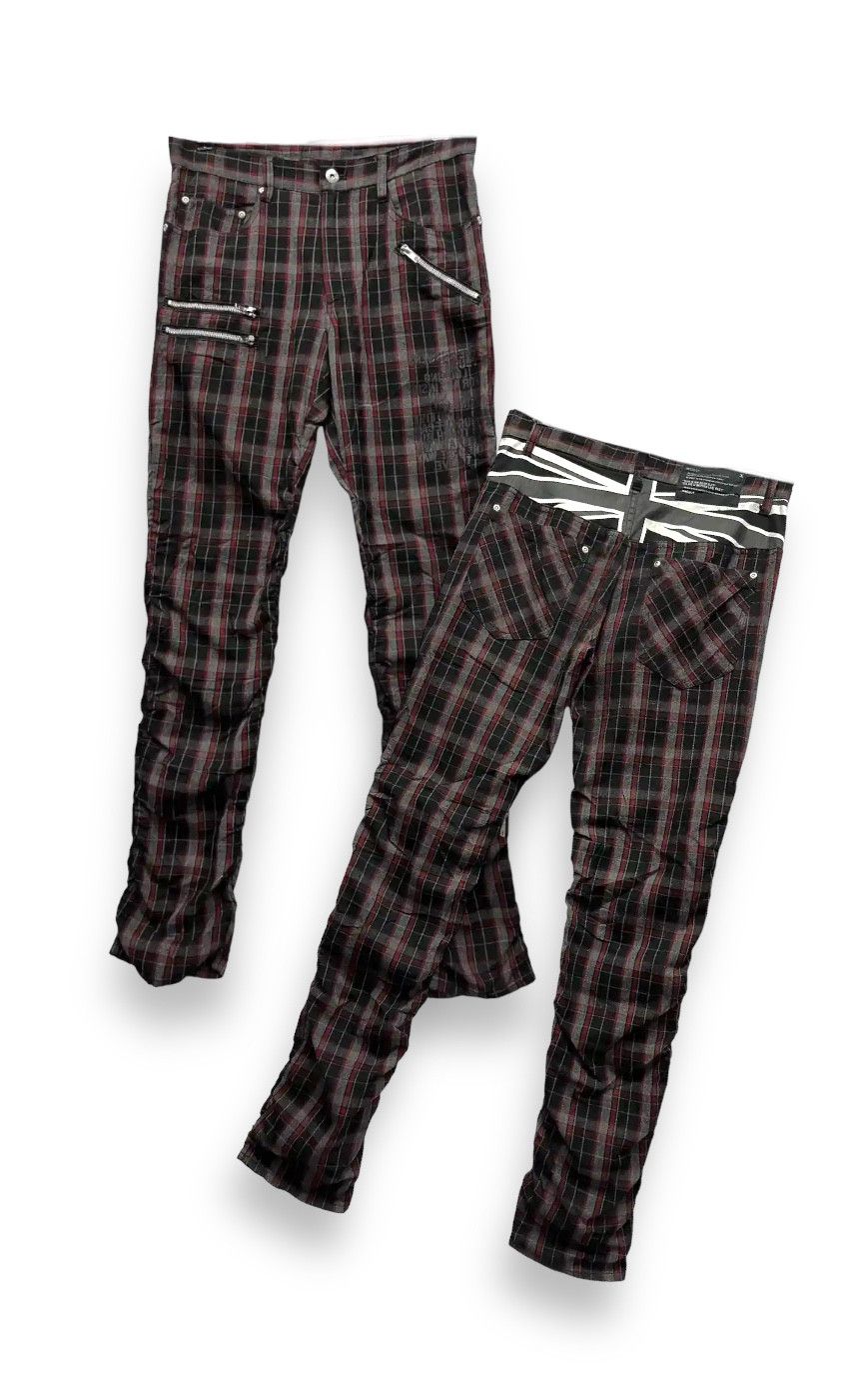 image of Seditionaries x Vintage Ragout Underground Punktartan Unionjack Bondage Zipper Pants in Red/Gray/Bl