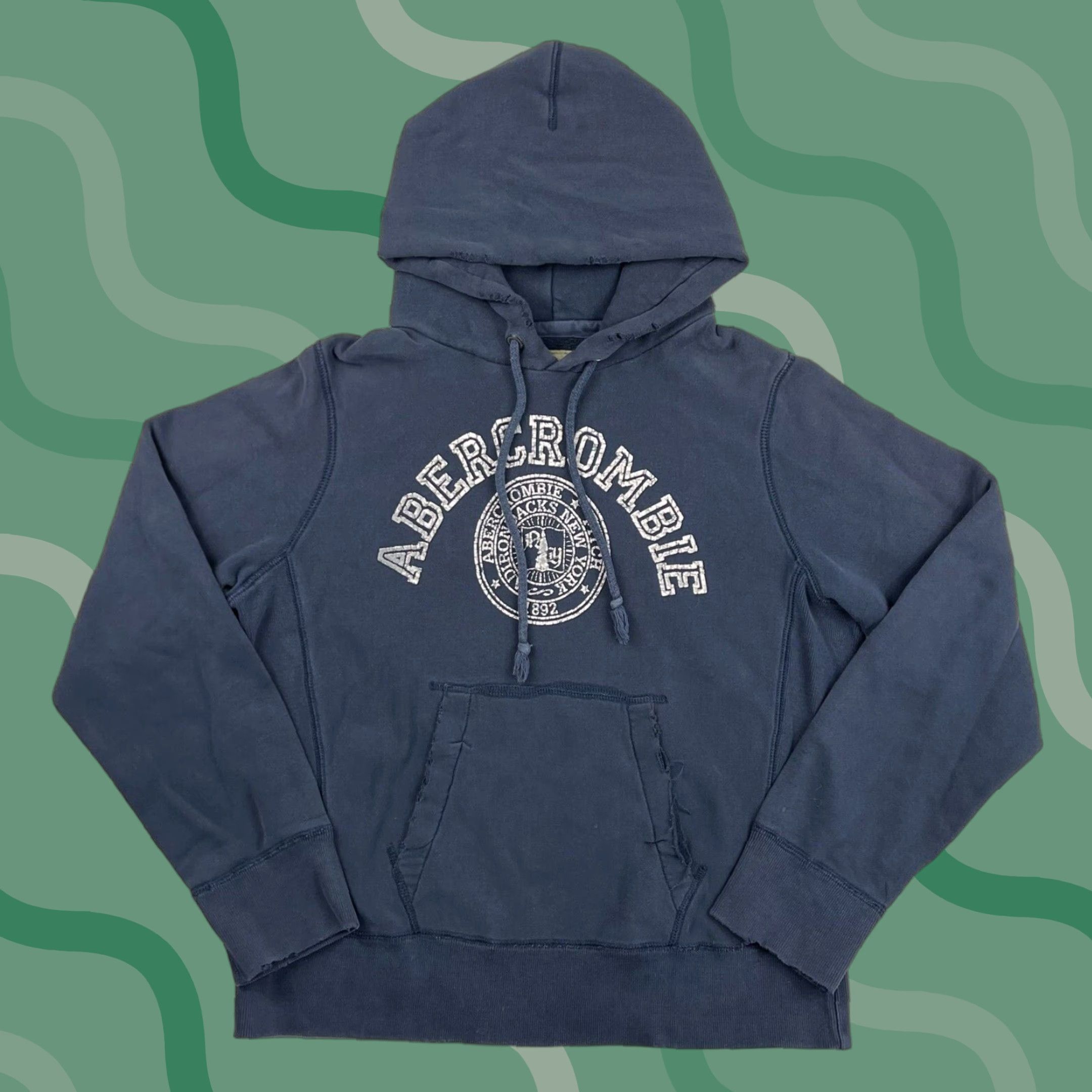 Abercrombie & Fitch VINTAGE Abercrombie & Fitch Hoodie Pullover Mens Small Blue NY Adirondacks Embroidered Size US S / EU 44-46 / 1 - 1 Thumbnail