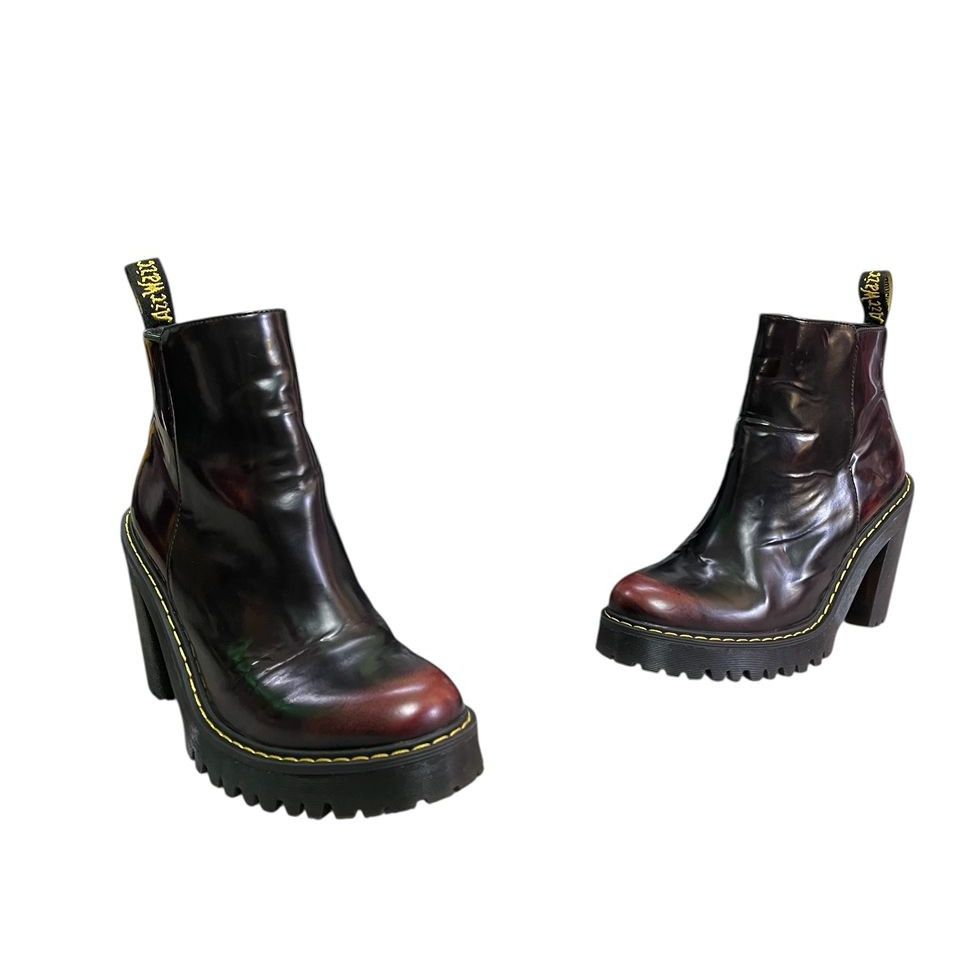 Dr. Martens Dr Martens Magdalena Heels Platform Cherry Red Boots Size US 7.5 / IT 37.5 - 2 Thumbnail