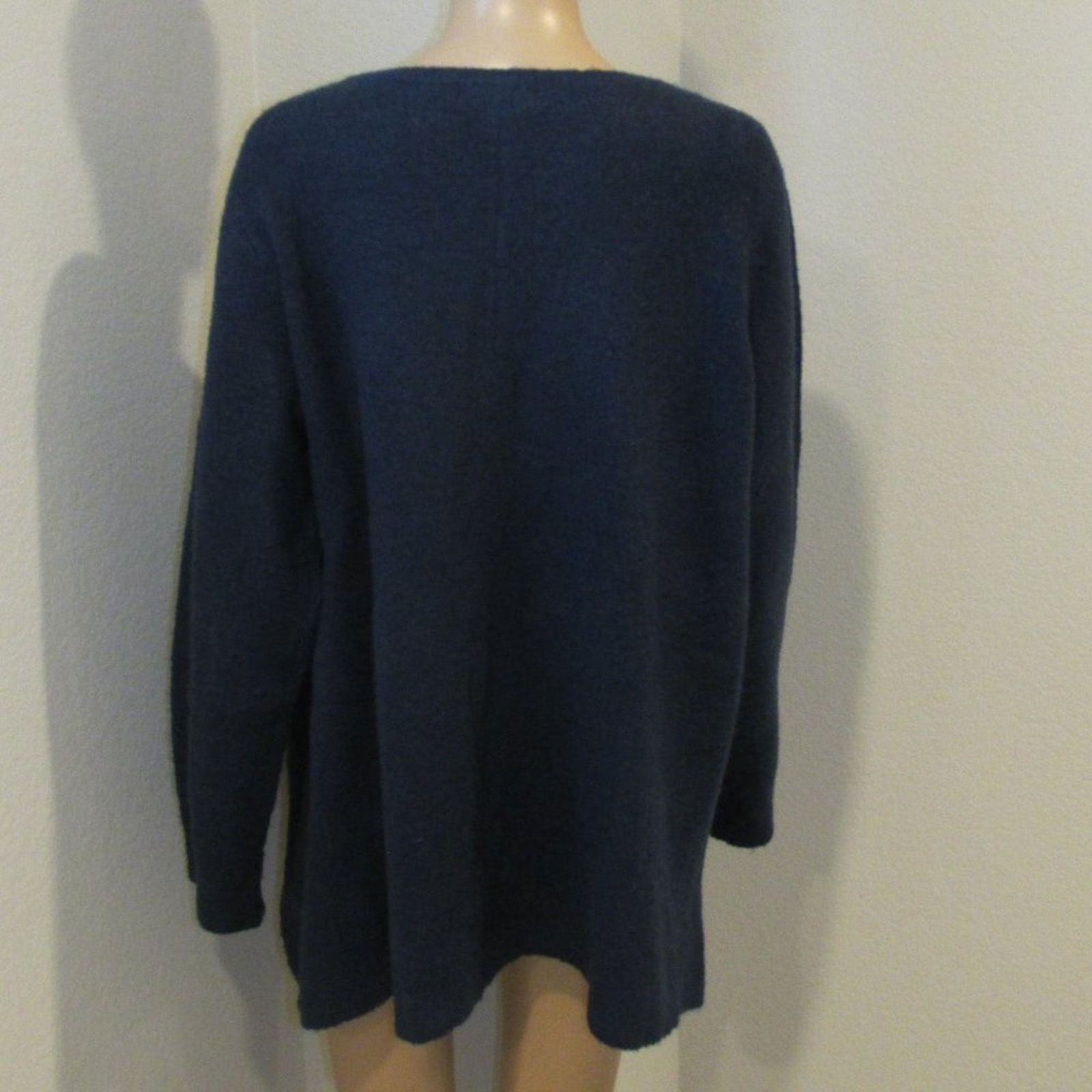 Other Ellos Navy Blue Button Pullover Stretchy Long Sleeve Sweater Size L / US 10 / IT 46 - 4 Thumbnail