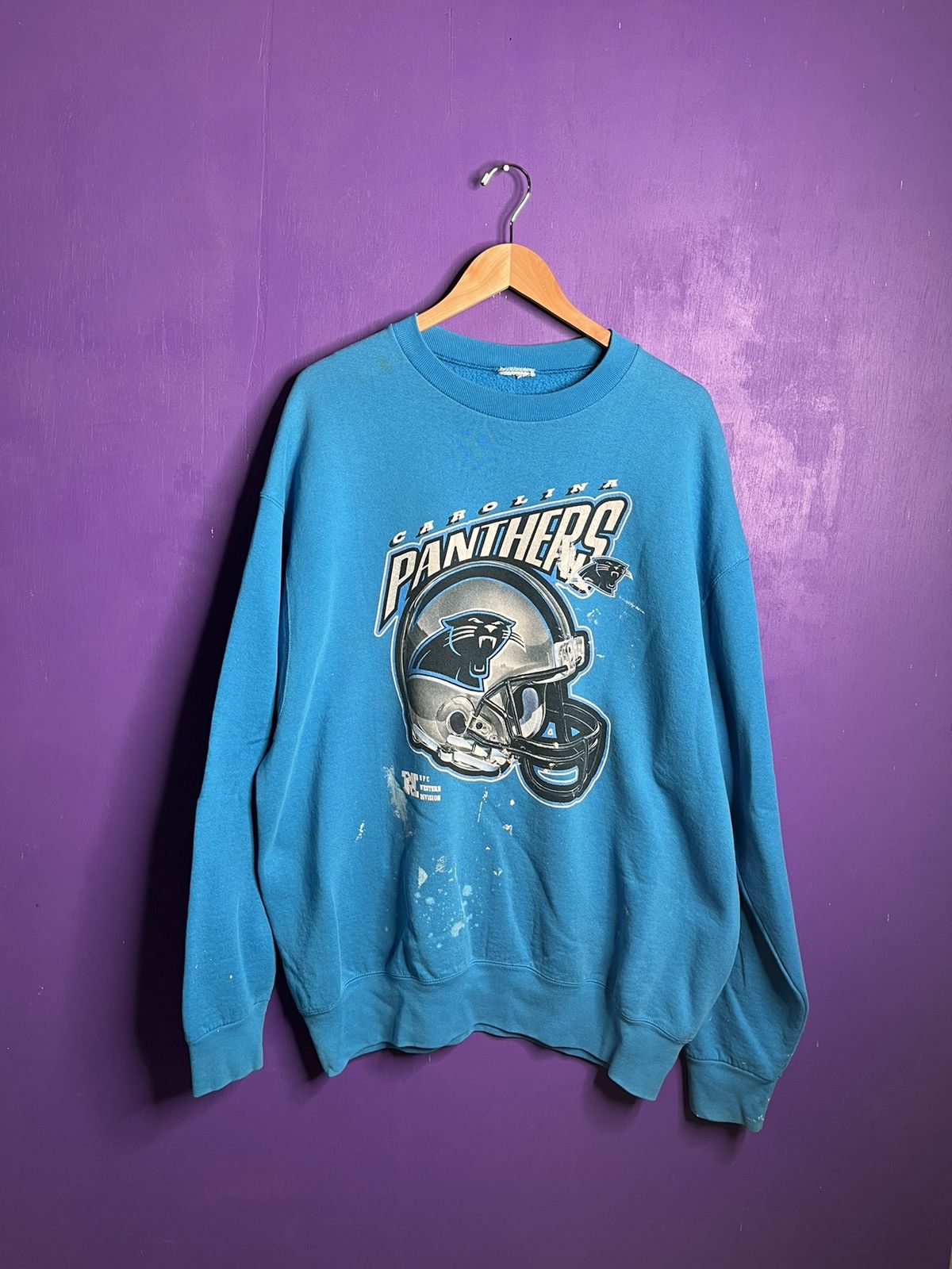NFL × Vintage Vintage 90s Carolina panthers helmet logo sweatshirt Size US XXL / EU 58 / 5 - 1 Thumbnail