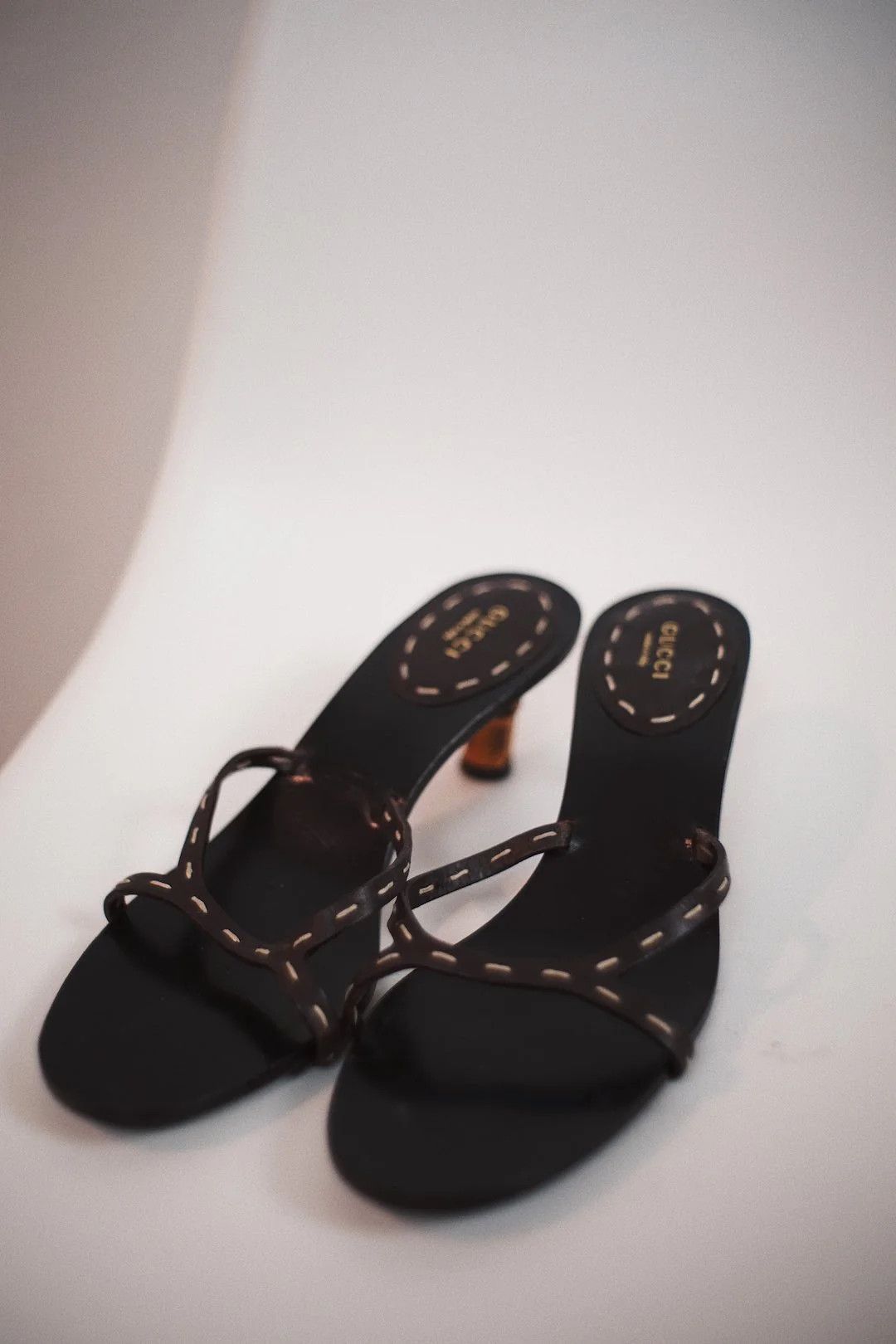 Gucci Shoes Sandals Mules Heels Leather Bamboo Tom Ford in Black, Women's (Size 6.5)