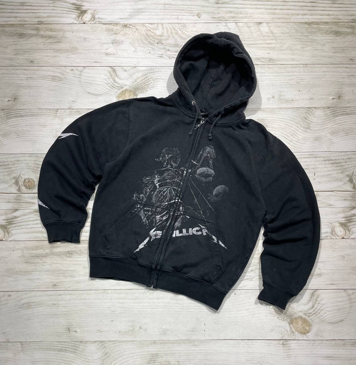 METALLICA Band Sweatshirt Pullover Hoodie, Men's XL cotton black type Vintage Second Hand