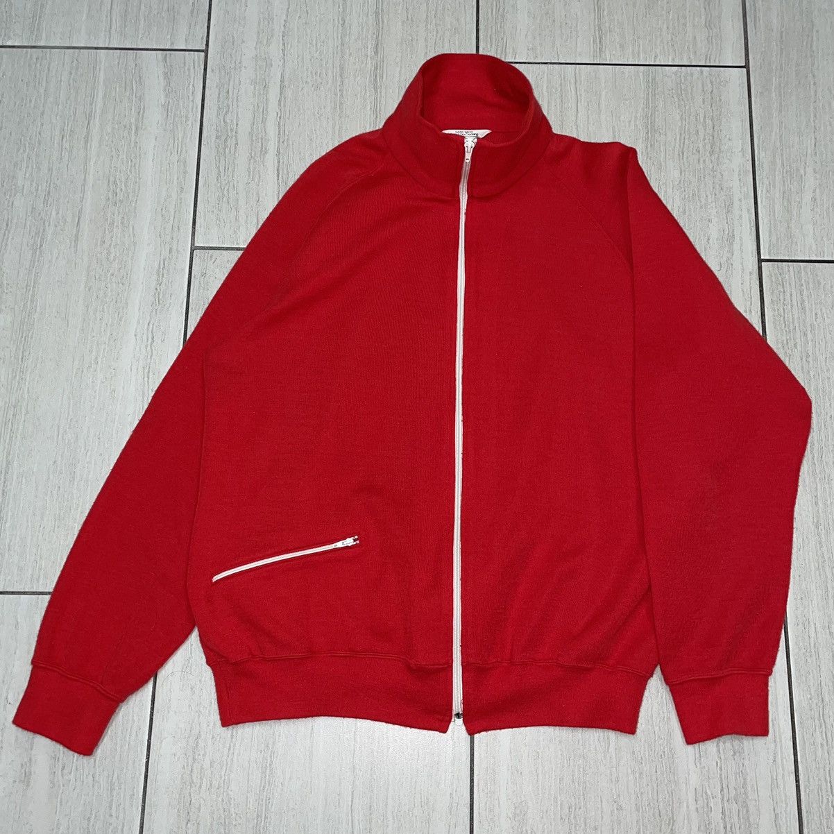 Rainbow × Vintage Vintage 70s Red Zip Up SWEATSHIRT Size US M / EU 48-50 / 2 - 1 Thumbnail